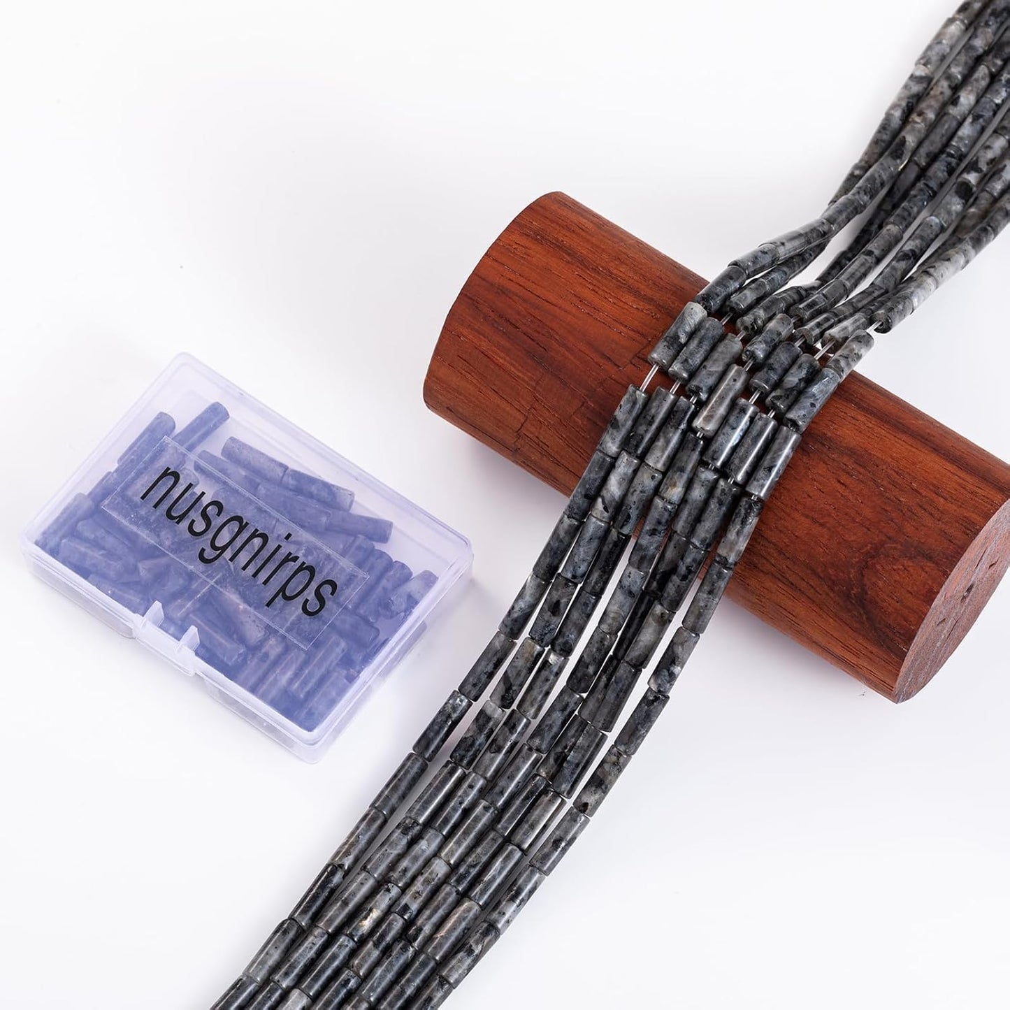 Natural Black Spectrolite Cylinder Tube Beads 4x13mm 38cm/str Loose Semi Gemstone Stone Beads for Making Bracelets Necklace Earrings