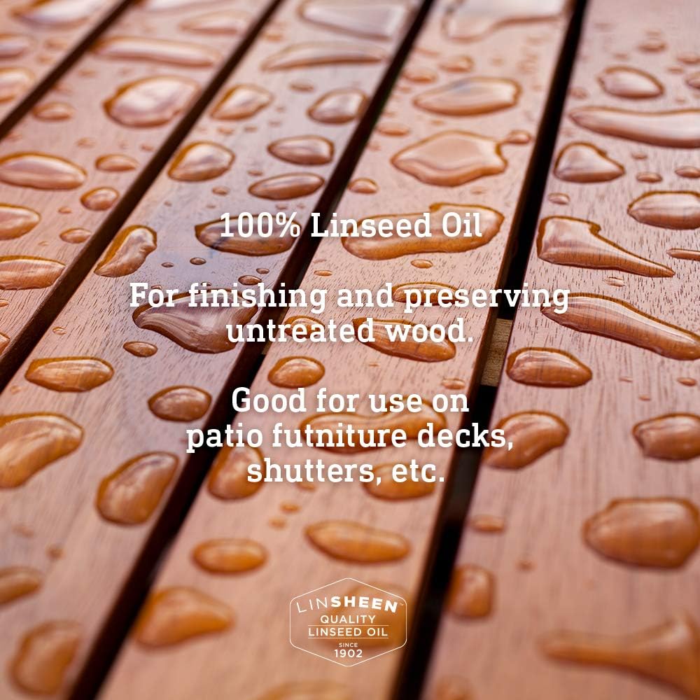 Raw Linseed Oil – Flaxseed Wood Treatment Conditioner to Rejuvenate, Restore and Condition Wood Patio Furniture, Decks to Kitchen Cutting Boards, 32 oz Bottle