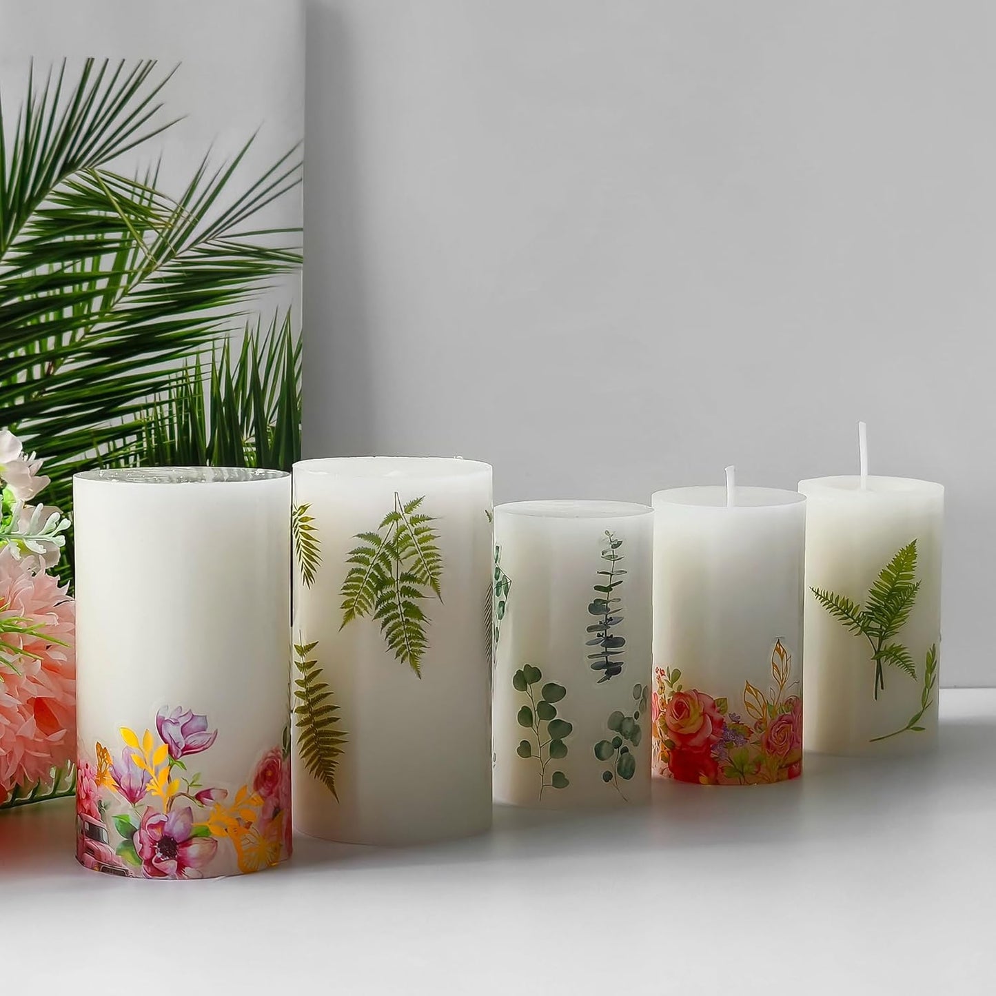 2 Pack Long Pillar Mold - Multiple Style Cylinder - Candle Silicone Wave Spiral Candle Mold - Silicone Resin Casting Molds for Candle & Resin & Soap Craft Supplies