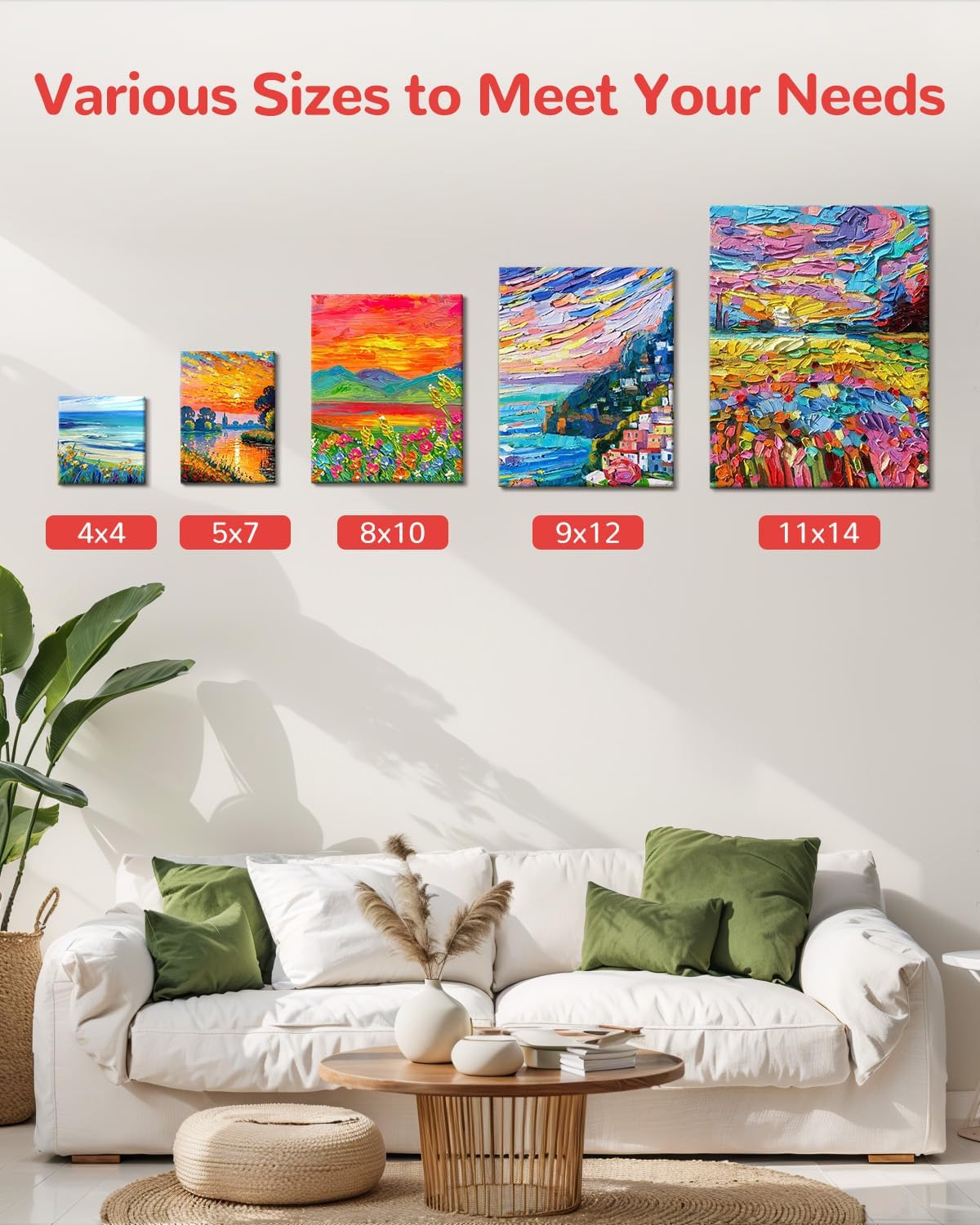 Mini Canvas Boards for Painting 24 Pack, 4x4 Inch Canvas Panels, 100% Cotton White Blank Art Supplies for Acrylics Oil Watercolor Tempera Paints