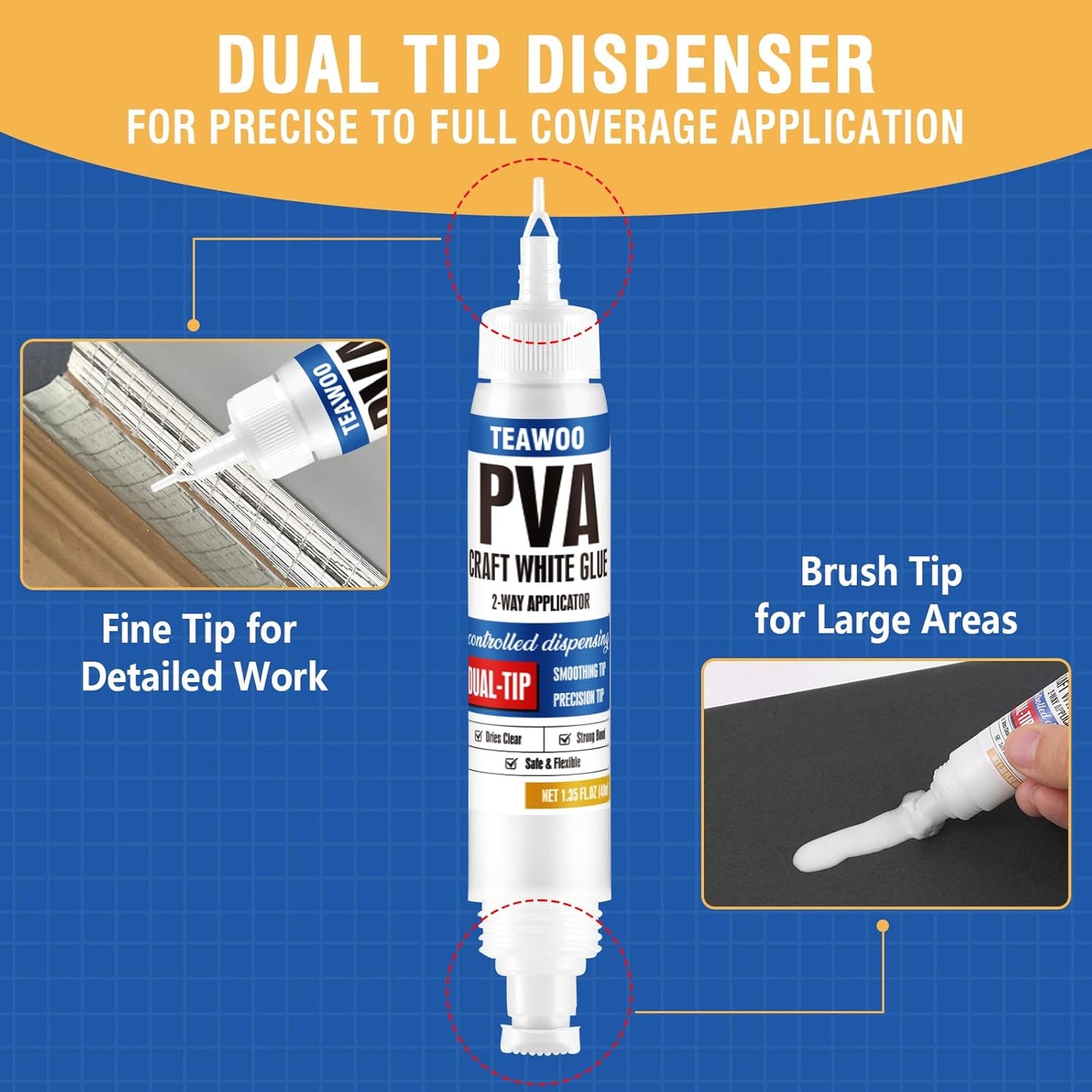 Book Repair & Binding Glue Kit – 8.5 Oz + 2×1.35 Oz Acid-Free PVA Adhesive – Neutral pH, Dries Clear & Flexible for Books, Crafts, Collages & Paper Art, Used for Bookbinding and Book Repair
