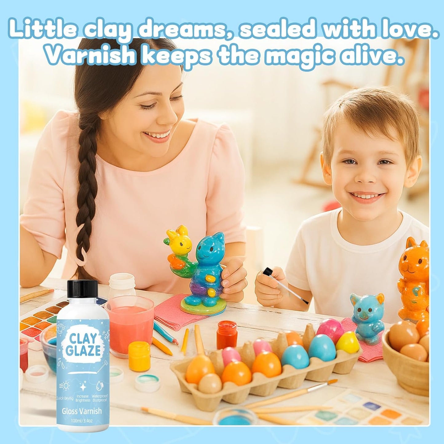 100ml Air Dry Clay Glaze,Clay Varnish Used to Prevent Clay Cracking,Scratches,and Wear,Improve Clay Gloss,for Ceramics,Oil Paintings,Wood