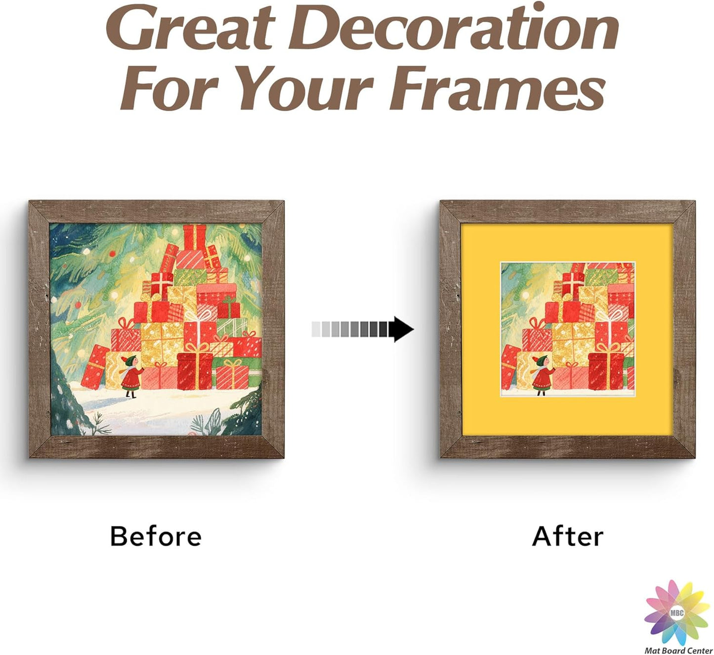 Mat Board Center, 12X12 Mix Color Mats for 8X8 Pictures - Acid Free, 4-Ply Thickness, White Core, Bevel Cut - for Artworks, Photos, Framing - Pack of 12