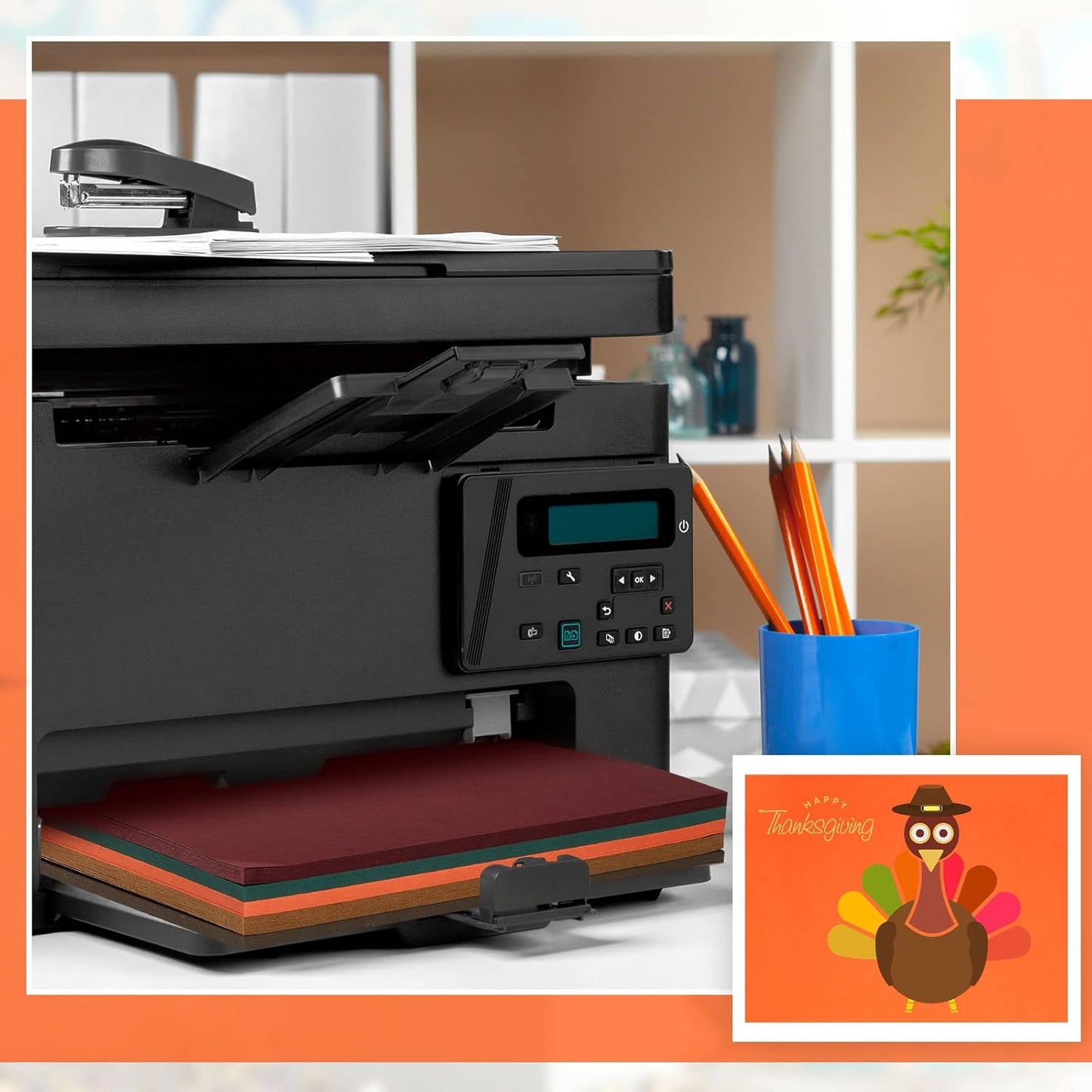 Sinmoe 100 Sheets 5 Shades Cardstock Paper 8.5 x 11 Inches 180gsm Solid Core Printer Paper for Scrapbooking DIY Arts Crafts Making Office Home Supplies(Autumn Color)