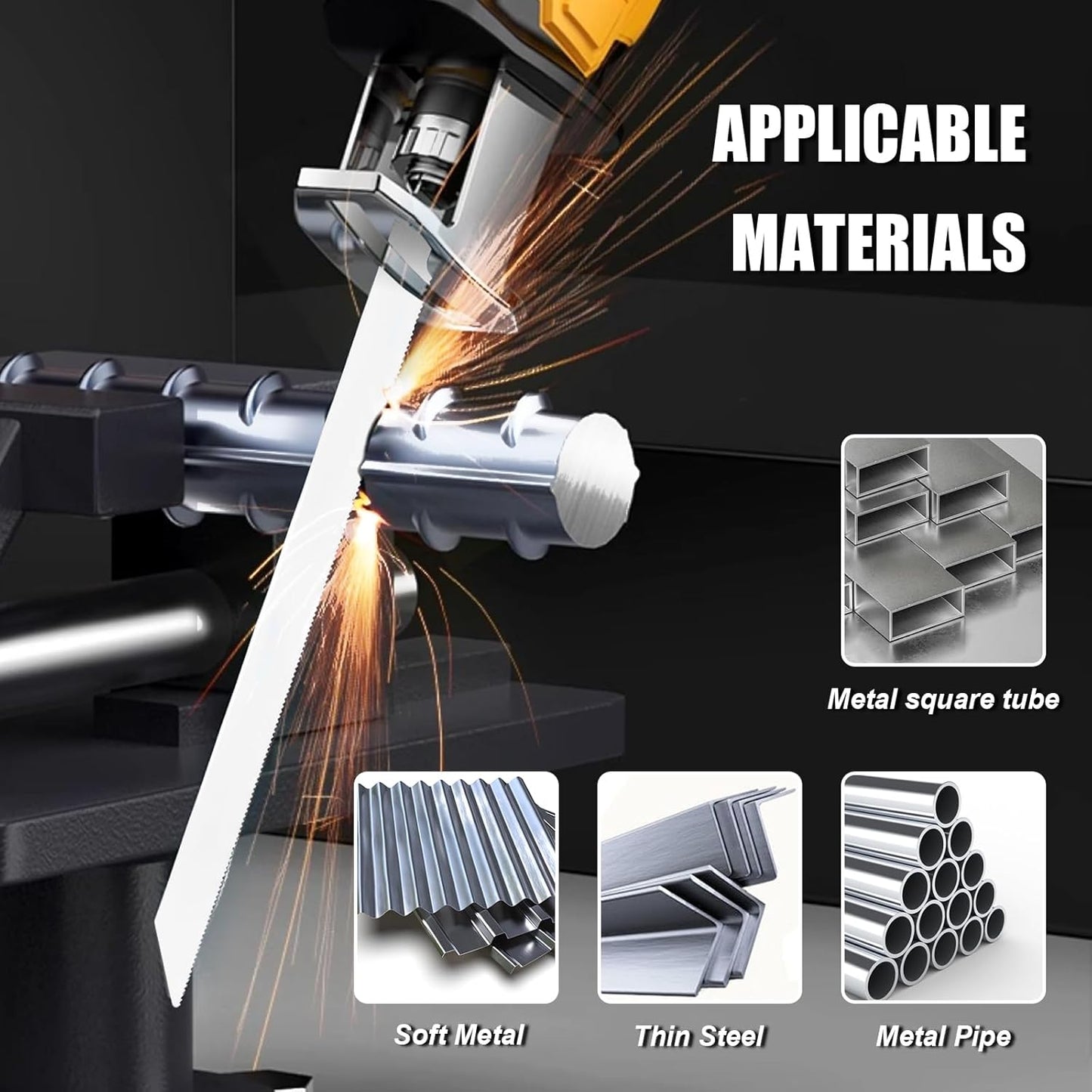 25Pack 12 inch Reciprocating Saw Blades Set,18 TPI High Carbon Saw Blades, Metal Saw Blades with Organizer Case (25, 18TPI/300mm)