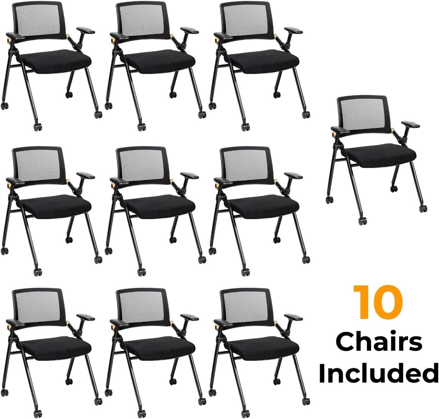 Triton Foldable Poker Table with 10 Chairs - Premium Soft-Padded Armrest, Individual Cup Holders, Portable Mat- Crafted with Durable Materials, Long-Lasting Poker Table for 10 Players