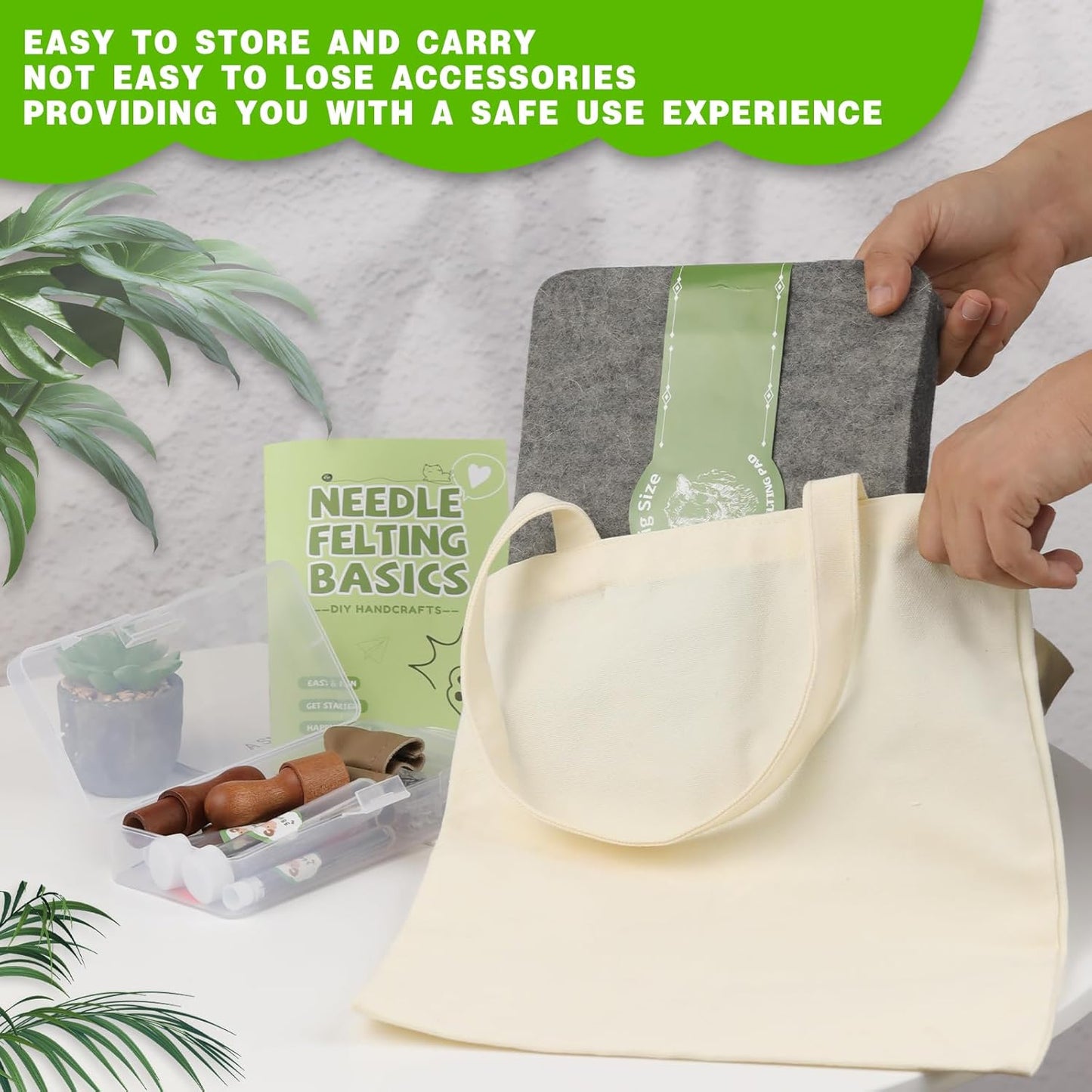 IMZAY Needles Felting Tools, 8"x10" Felting Pad, Large Needle Felting Mat, 90 Pcs Felting Needles, Felting Supplies with Wood Handles & Wool Needles for DIY Crafts