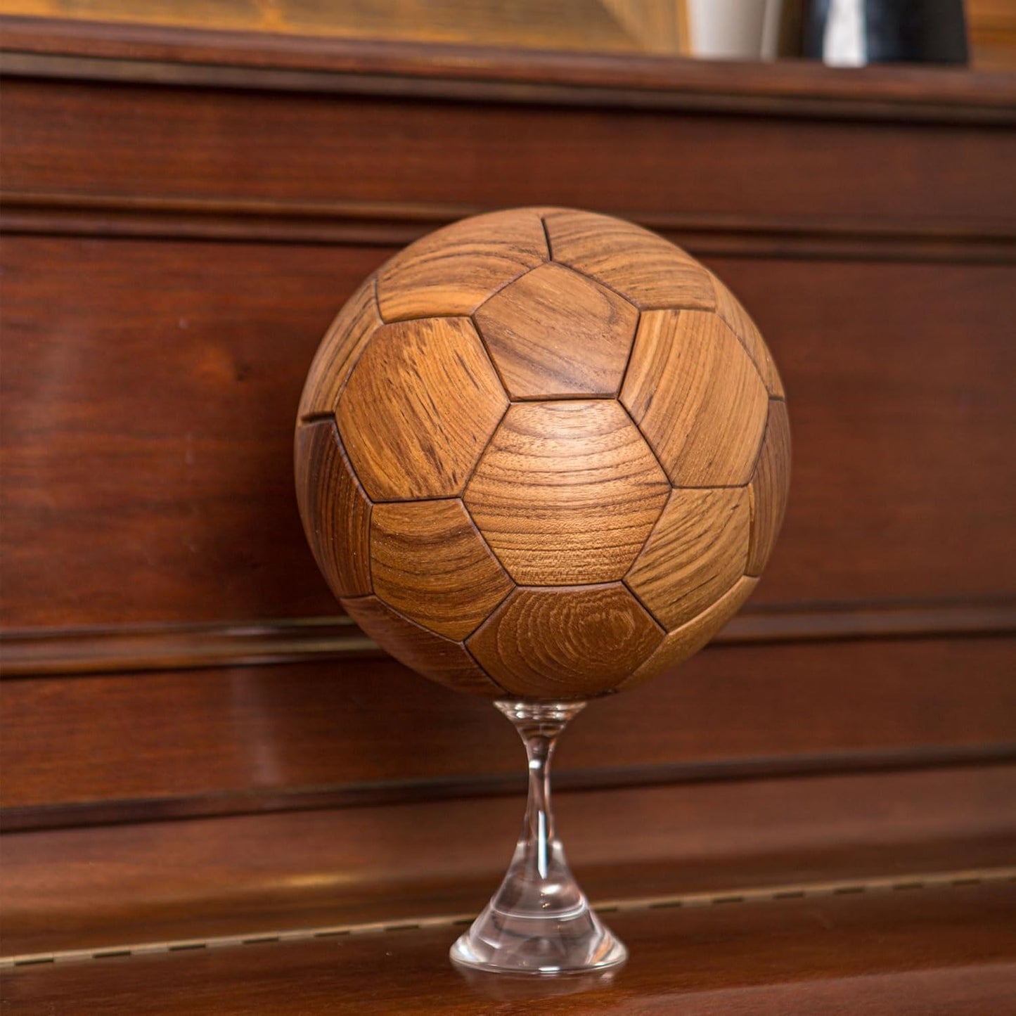 3D Wooden Soccer Puzzle, Handmade DIY Football Puzzle Gift for Kids, World Cup Souvenirs, Luxury Home Decoration Ball Ornaments, Decor for Bedroom, Living Room, Office - Solid Teakwood