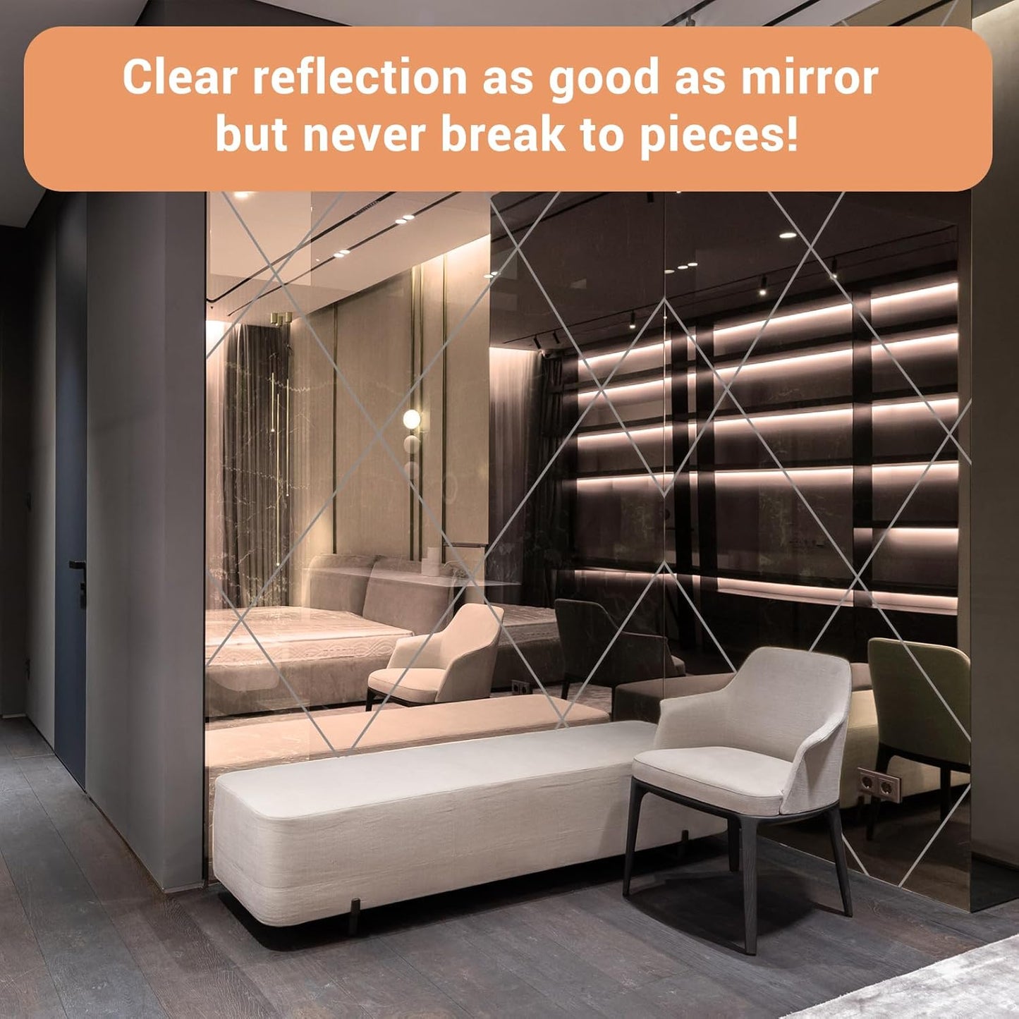 Enoin 2pcs 12 x 12 Inch Rose Gold Acrylic Sheet Mirror Plexiglass Sheet 1/8 inch Thick, Mirrors for Wall Home and Commercial Use, DIY Craft, Wall Decor