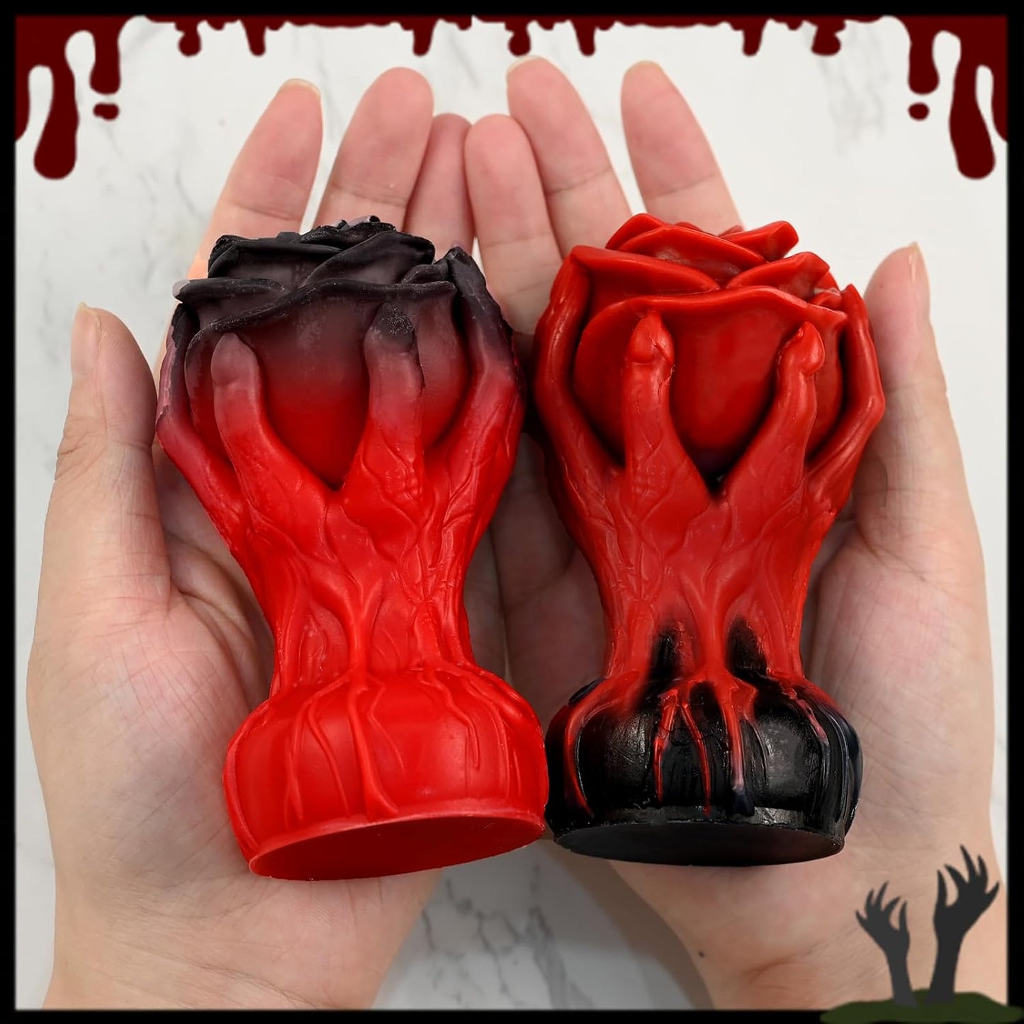 Hand Holding Rose Candle Mold, 3D Flower Silicone Mold for Candles Pillar Wax Plaster Epoxy Resin Craft Casting Gothic Home Décor Halloween Anniversary Birthday Handmade Gift