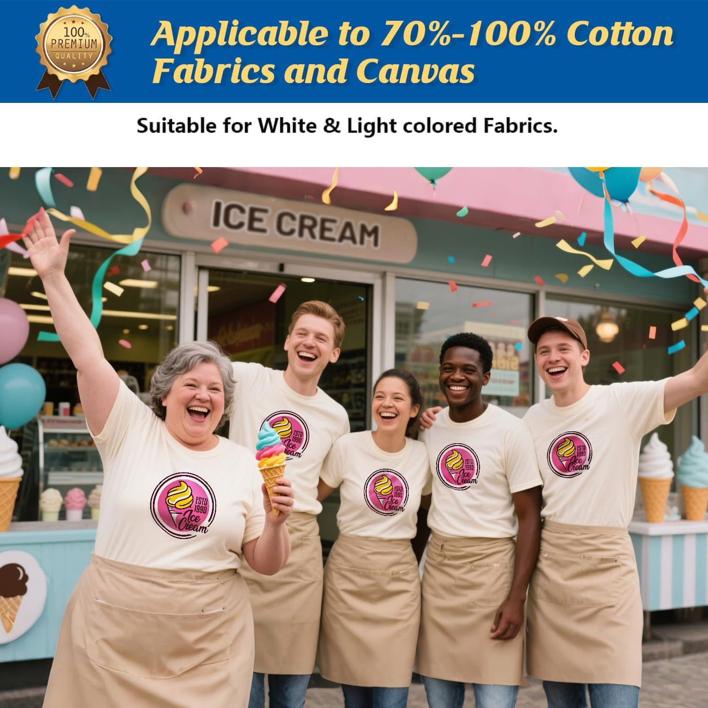 TransOurDream Tru-Heat Transfer Paper for Light T Shirts (200 Sheets 8.5x11, 3.0) Printable HTV Heat Transfer Vinyl for Inkjet & Laserjet Printer Iron on Transfers for Light Fabrics