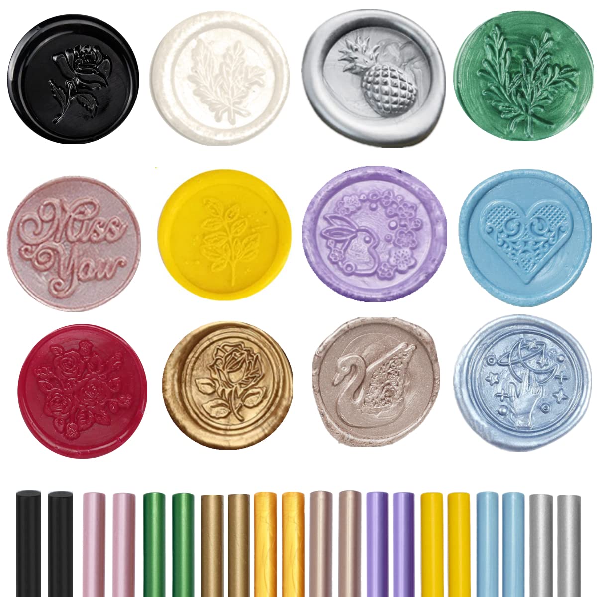 Gray Blue Wax Sealing Sticks, ONWINPOR 10pcs Glue Gun Wax Seal Sticks for Wax Seal Stamp, Melting Wax Seal Sticks for 0.43'' Glue Gun Wax Sealing Sticks (Gray Blue)