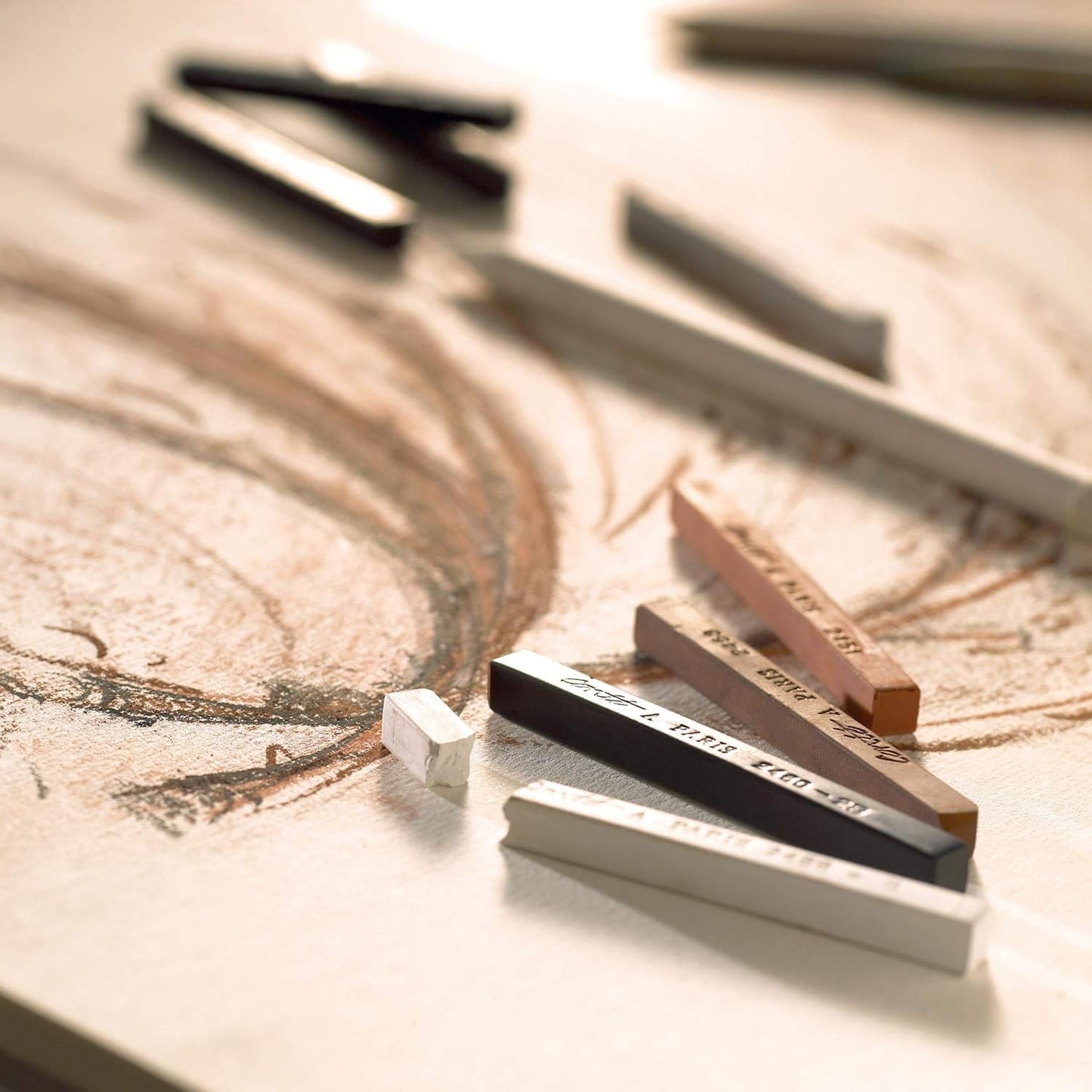 Conté à Paris 12 Count 2B Sketching Crayons Set, White