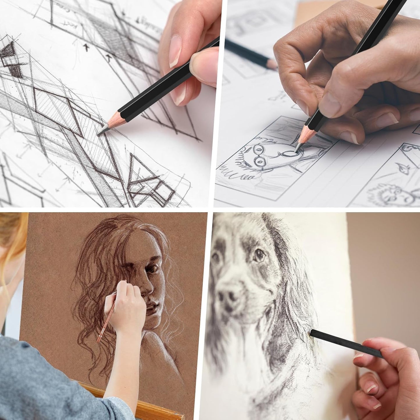 Sketch Pencils for Drawing,34 Pcs,Graphite Pencil (14B-4H), Charcoal Pencil,With Graphite Sticks, Erasers and Sharpener, Art Pencils for Sketching,Artist Set for Beginners and Professionals