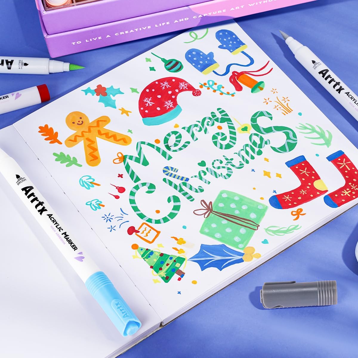 Arrtx 30 Colors Acrylic Paint Pens for Rock Painting, Extra Brush Tip, Water Based Paint Markers for Stone, Glass, Easter Egg, Wood and Fabric Painting-No Toxic,No Odor 30B