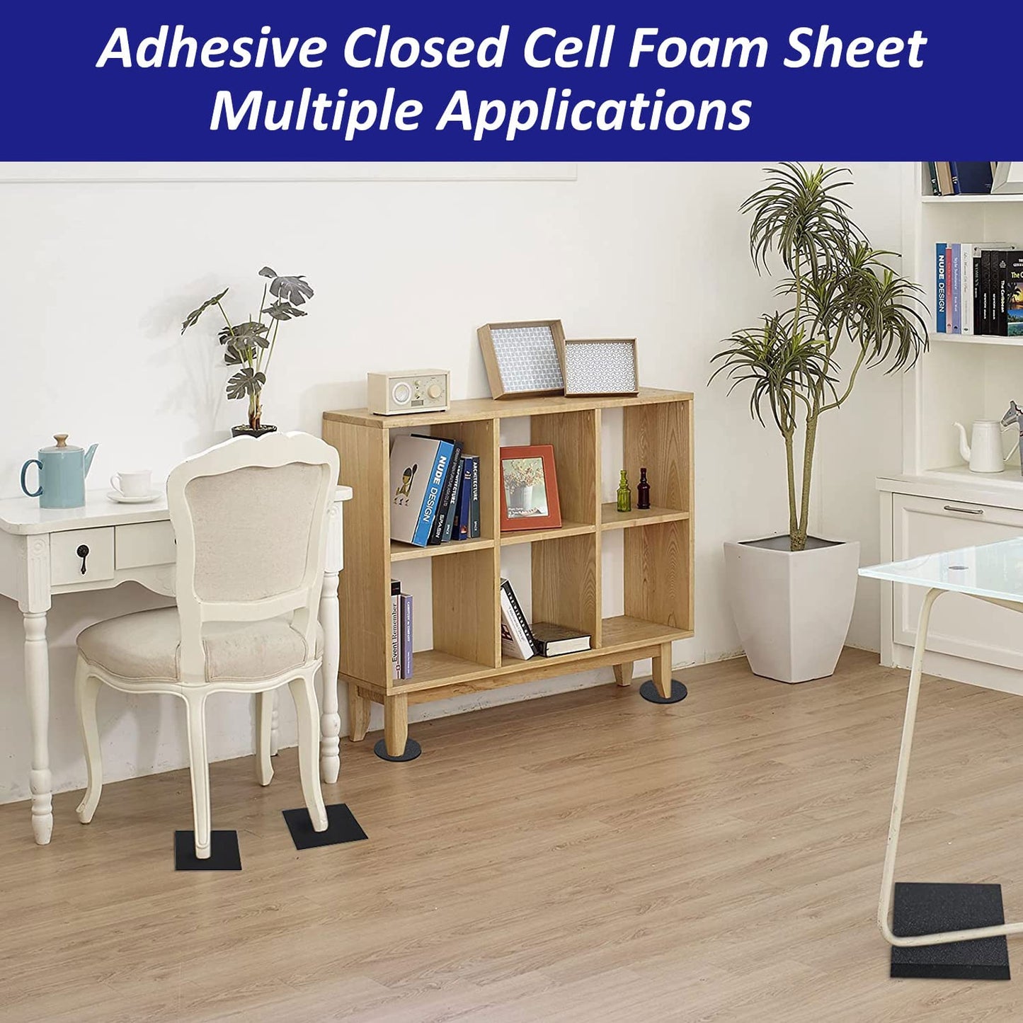 Foam Padding Sheets with Adhesive Backing - Self Stick Neoprene Insulation Foam,8PCS 1/4 Inch Thick X 4 Inch Long X 4 Inch Wide - Closed Cell Foam Sheet Square Pad