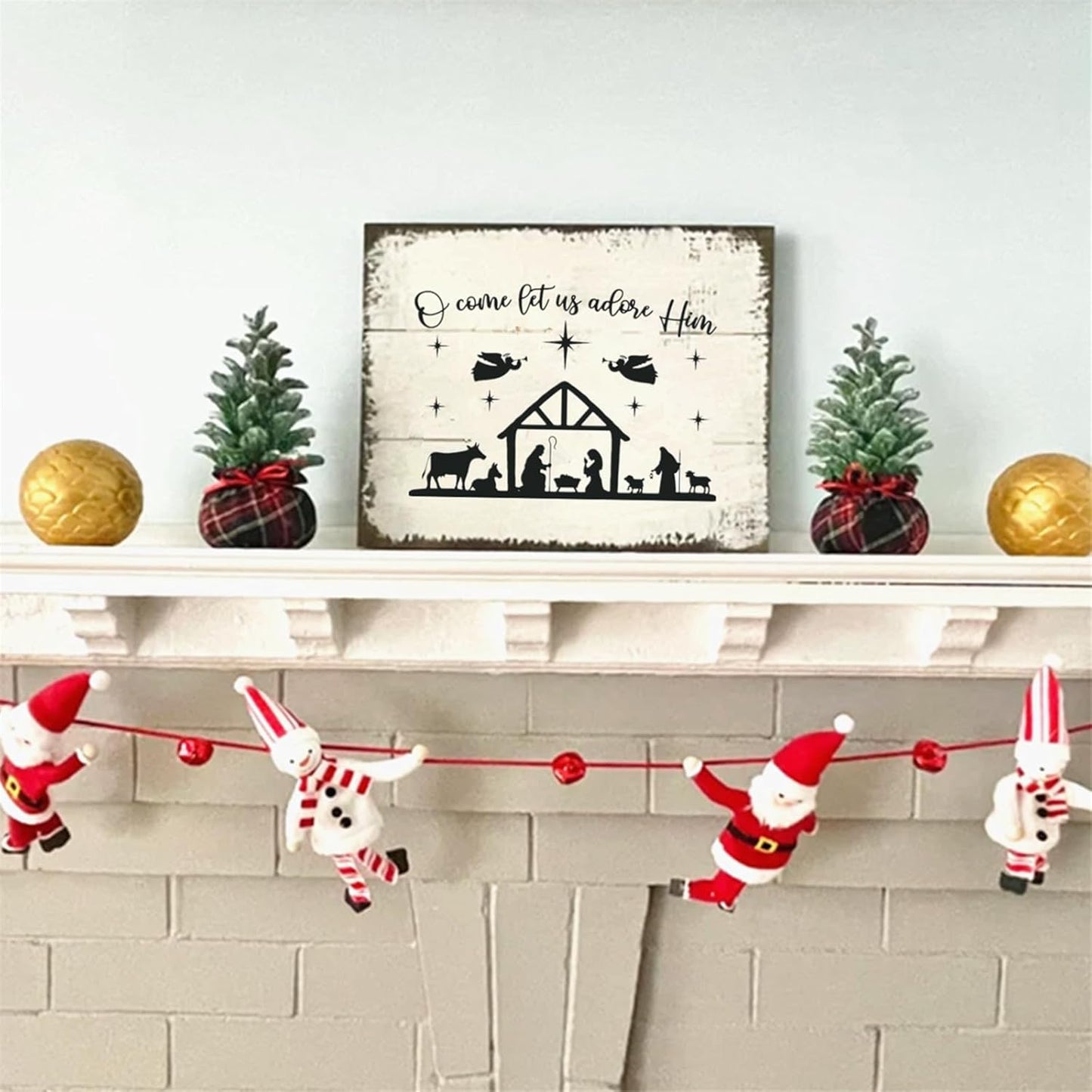 JAJADO Hello Winter Stencils Self Adhesive Silk Screen Stencil Reusable Christmas Stencil Porch Sign Holiday Gnome Silk Screen Transfers for Painting Wood, Fabric, Wall, Farmhouse Christmas Decor