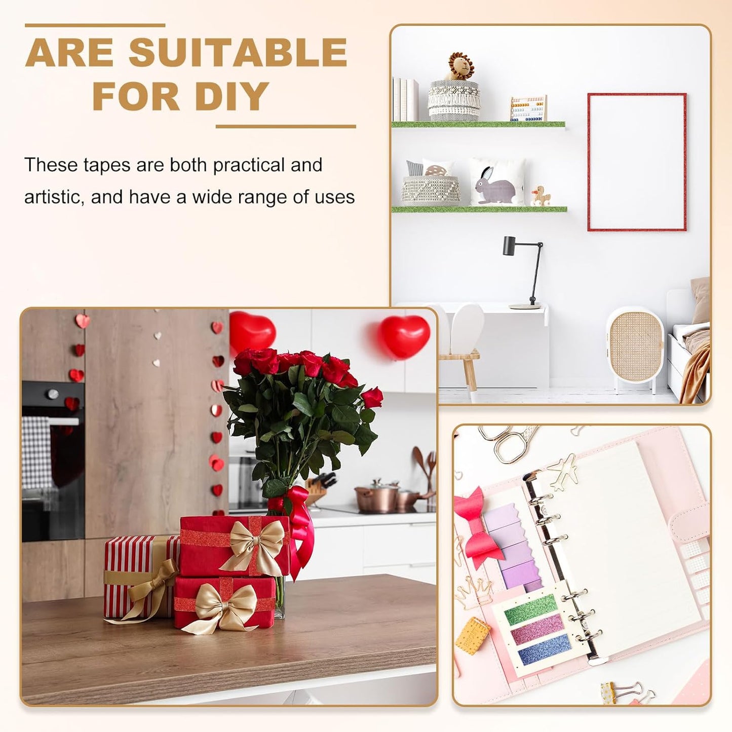 PATIKIL 2 Roll Glitter Paper Washi Tape, Washi Decorative Tape for Crafts, Yellow