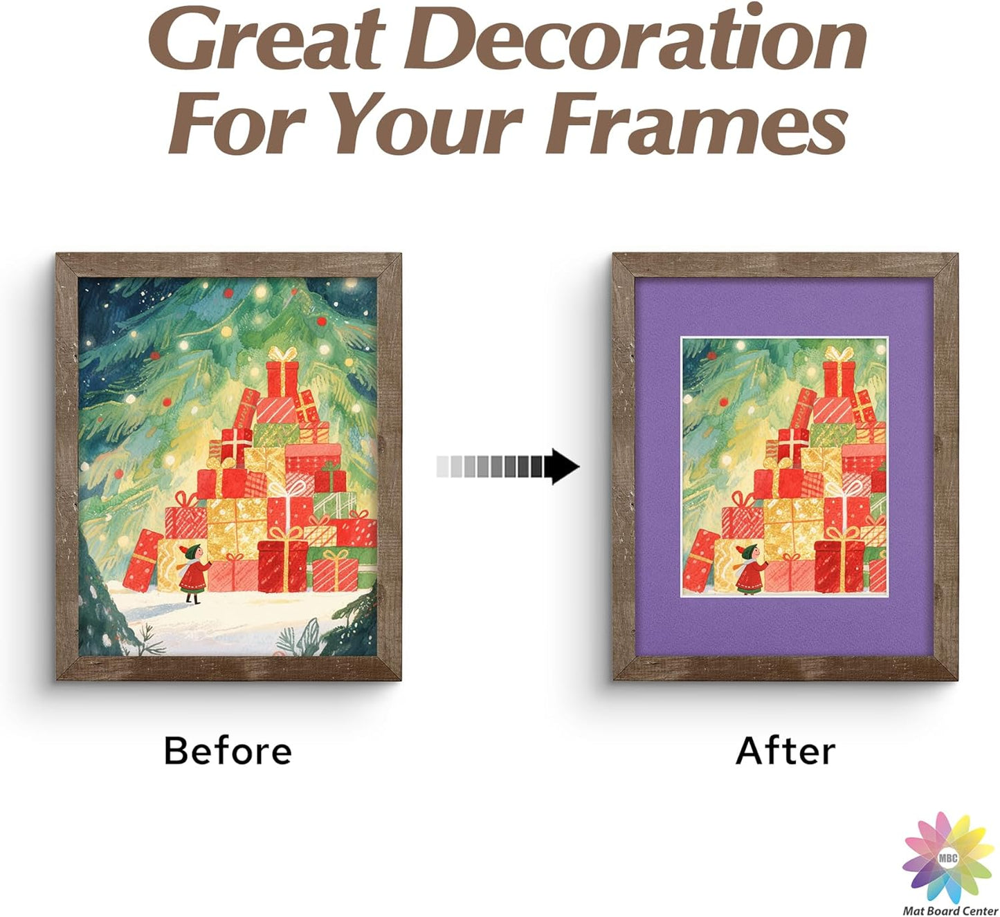Mat Board Center, 11X14 Mix Color Mats for 8X10 Pictures - Acid Free, 4-Ply Thickness, White Core, Bevel Cut - for Artworks, Photos, Framing - Pack of 12