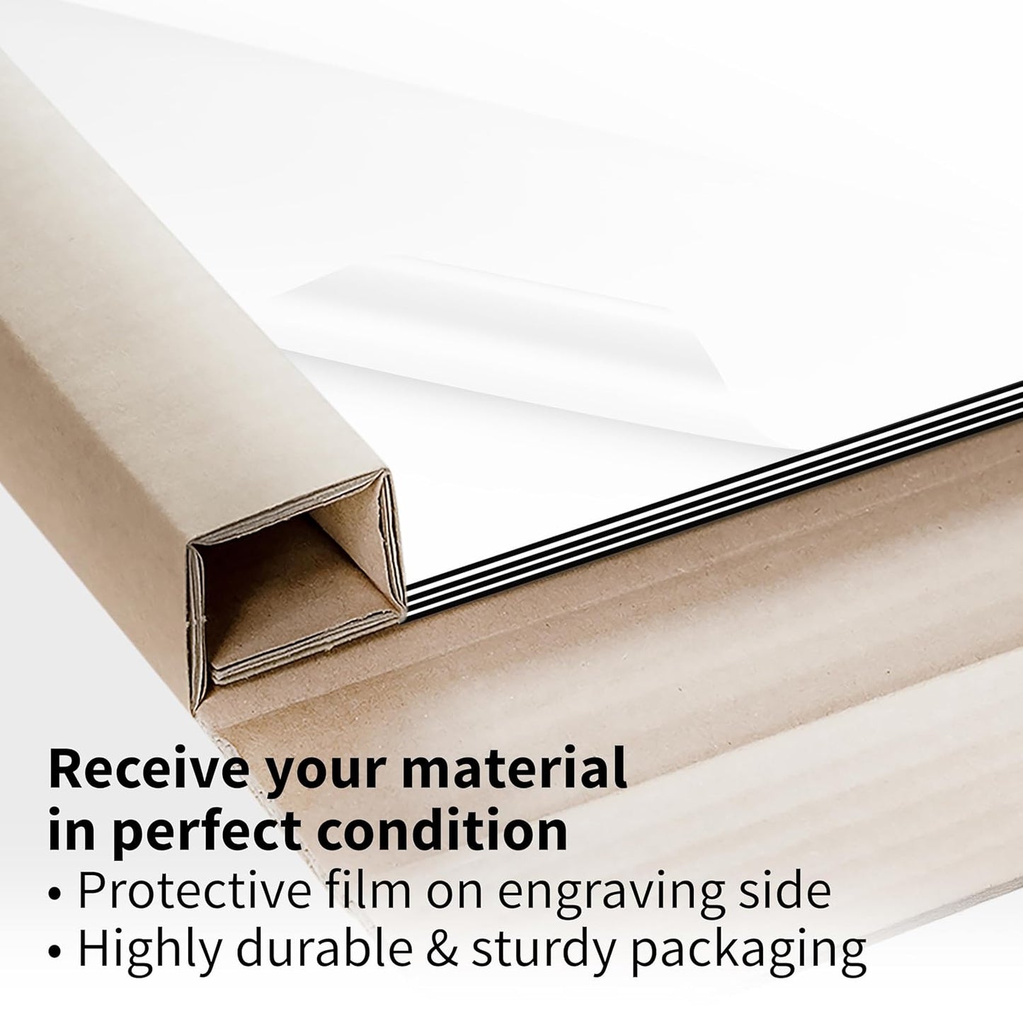 Trotec TroLase | 12"x20"x1/16", 4 Pcs | Gloss White/Black | 2 Ply | Modified Acrylic | Laser Engraving Double Color Plastic Sheet | Engraving Blanks for Laser, Saw, Guillotine | Made in USA