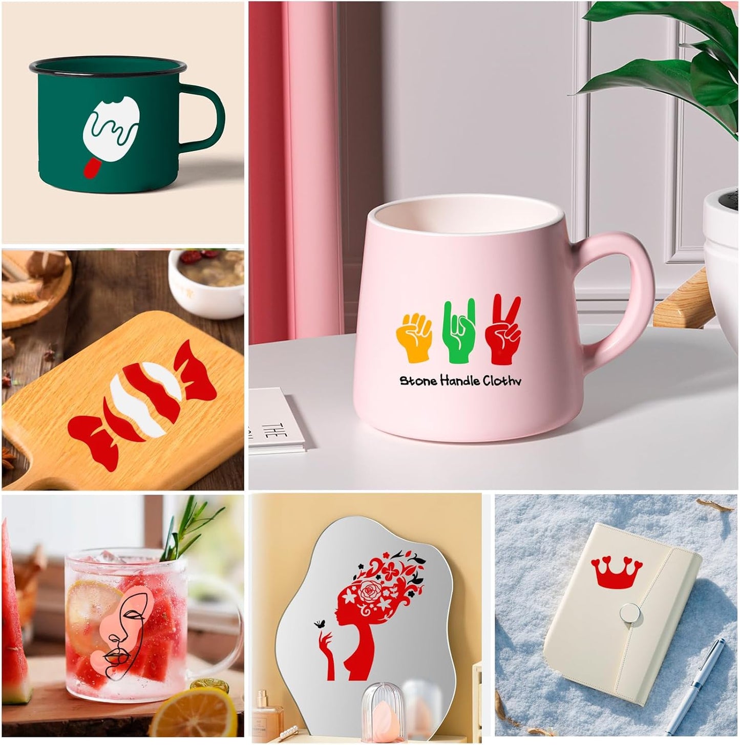 HTVRONT Red Permanent Vinyl - 14 Pack Glossy 12 ” x 12 ” Adhesive Sheets for Craft Projects, Party Decoration, Red Permanent Adhesive Vinyl for All Cutting Machine