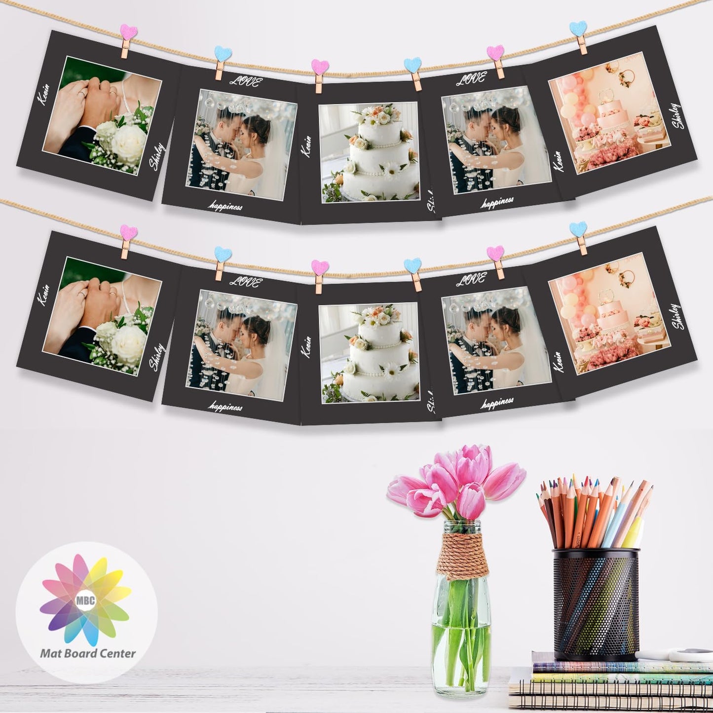 MBC Mat Board Center, 10 Pack 8x8 for 6x6 Black Picture Mats Frame Mattes, Bevel Cut, Acid Free, 4-ply Thickness