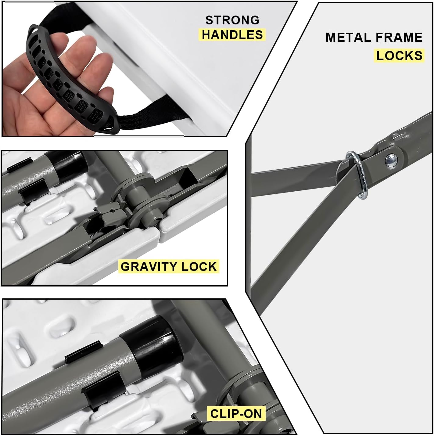 2 PCS 70.8" W X 29" D X 29" H - 6 ft White Folding Table White Portable Heavy Duty Plastic Fold-in-Half Utility Foldable Table for Camp,Picnic & Party