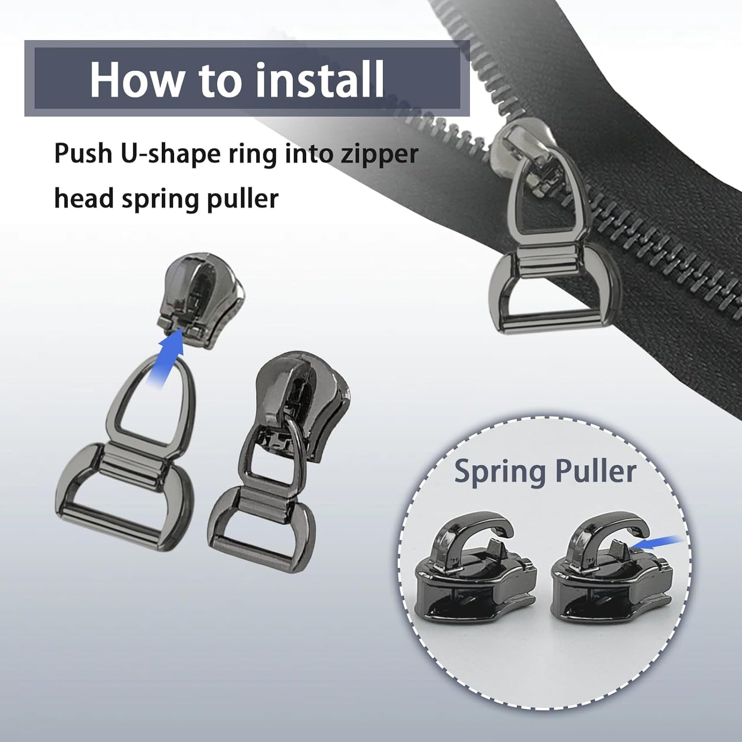 VICHERIA Zipper Repair Kit (45 Pcs), Universal Zippers for Sewing, Replacement Slider Pull Fix Kit for Jackets, Coat, Boot, Backpack, Purse (3#-B-9Pcs)