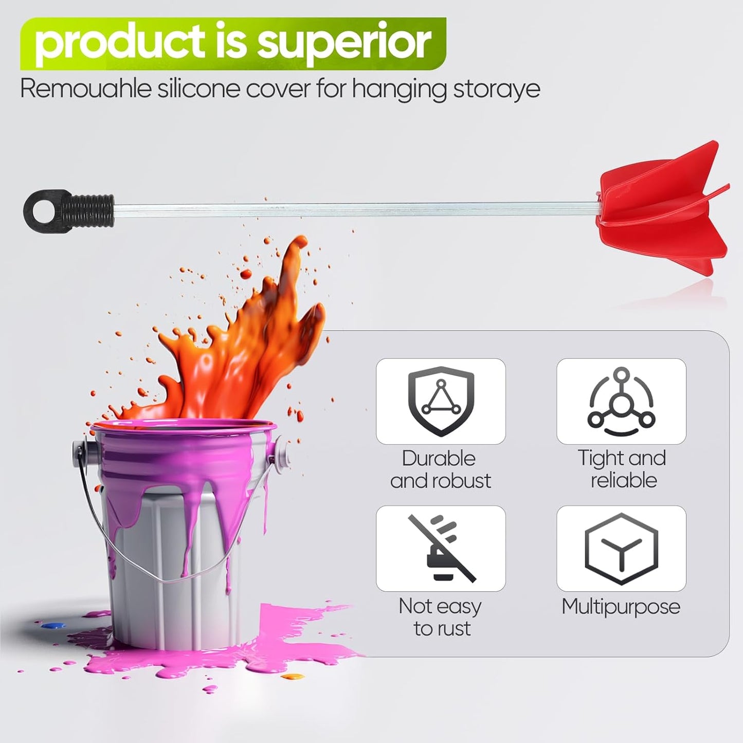 2-Pack Helix Paint Mixer Attachment for Drill - 11.8" Industrial Stirrer Paddle, 1 to 5 Gallon Epoxy Resin Mixer (Fits Concrete, Silicone, Thick Materials) (2 Pcs)