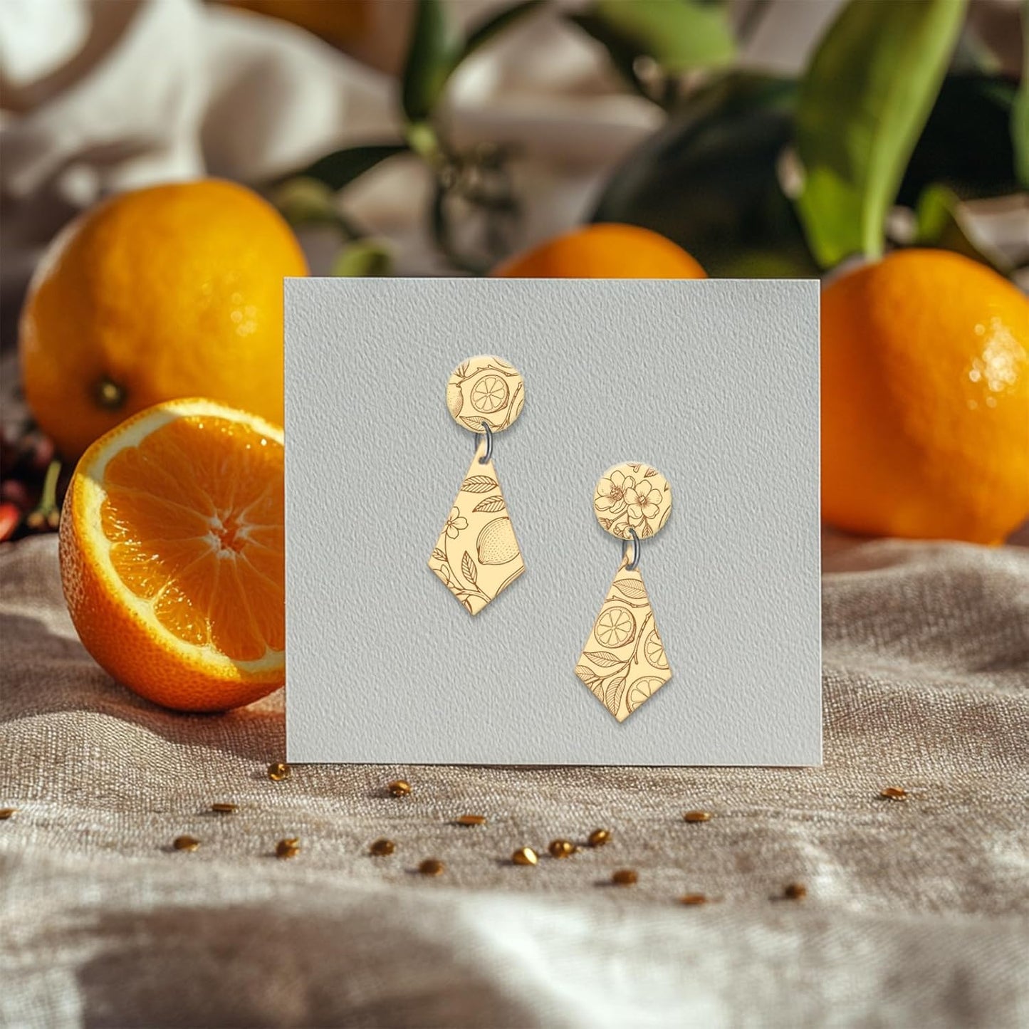 CHGCRAFT 4 Sheets 4 Styles Vintage Lemons Polymer Clay Texture Sheets Lemon Slices Silicone Texture Stamp Flowers Modeling Pattern Pad Texture Sheets for Making Earrings Jewerly, 5.5x5.5 inch