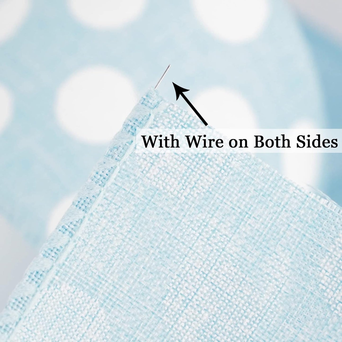 MEEDEE Blue Burlap Ribbon 2.5 Inch with White Polka Dot Blue White Wired Ribbon for Baby Boy Wreaths and Showers, 10 Yards