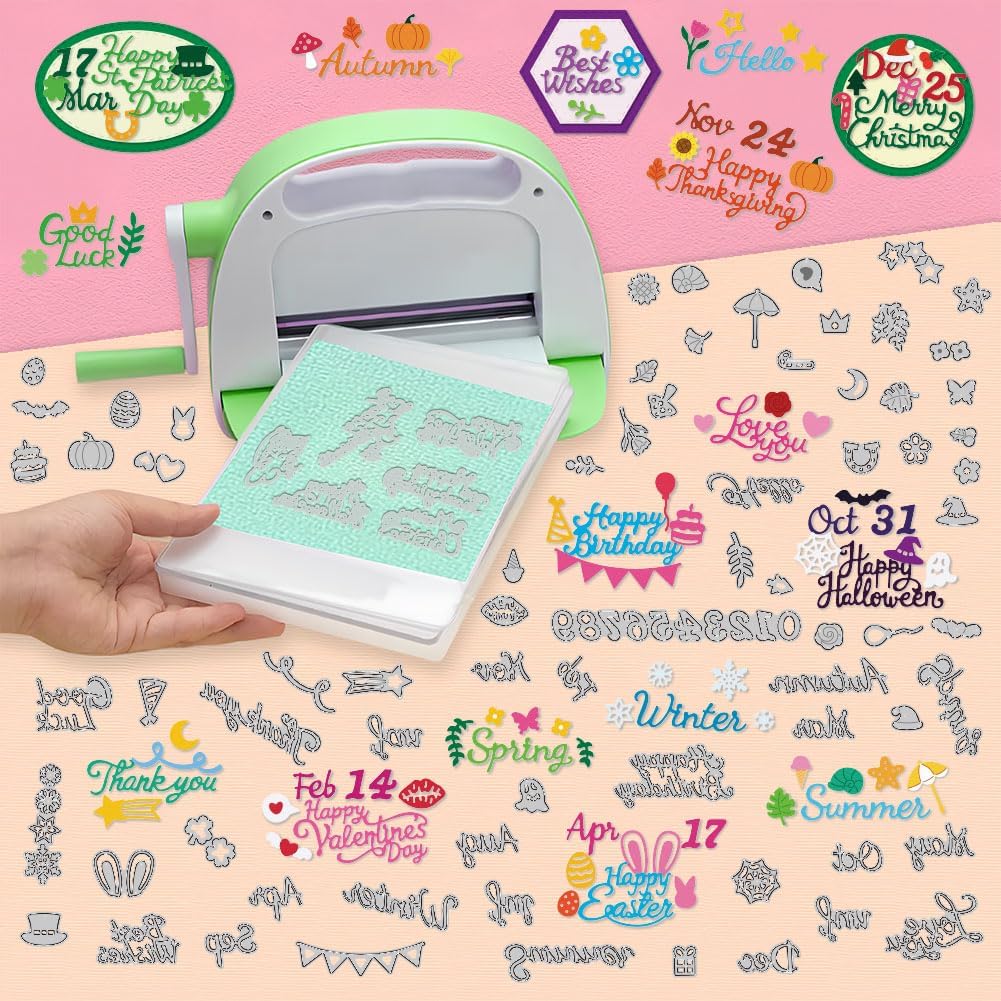 16 Set Word Die Cut for Card Making Blessing Words Metal Cutting Dies Holiday Word Dies Happy Birthday Embossing Stencils for DIY Scrapbooking Photo Album Paper Art Craft Decoration