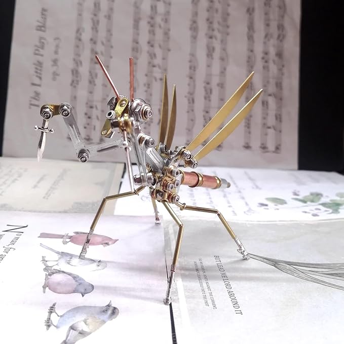 3D Metal Model Kits Puzzle for Adults, Steampunk Electric Mechanical, Assembly DIY Gift Plastic Craft Hobby for Men (Mantis)