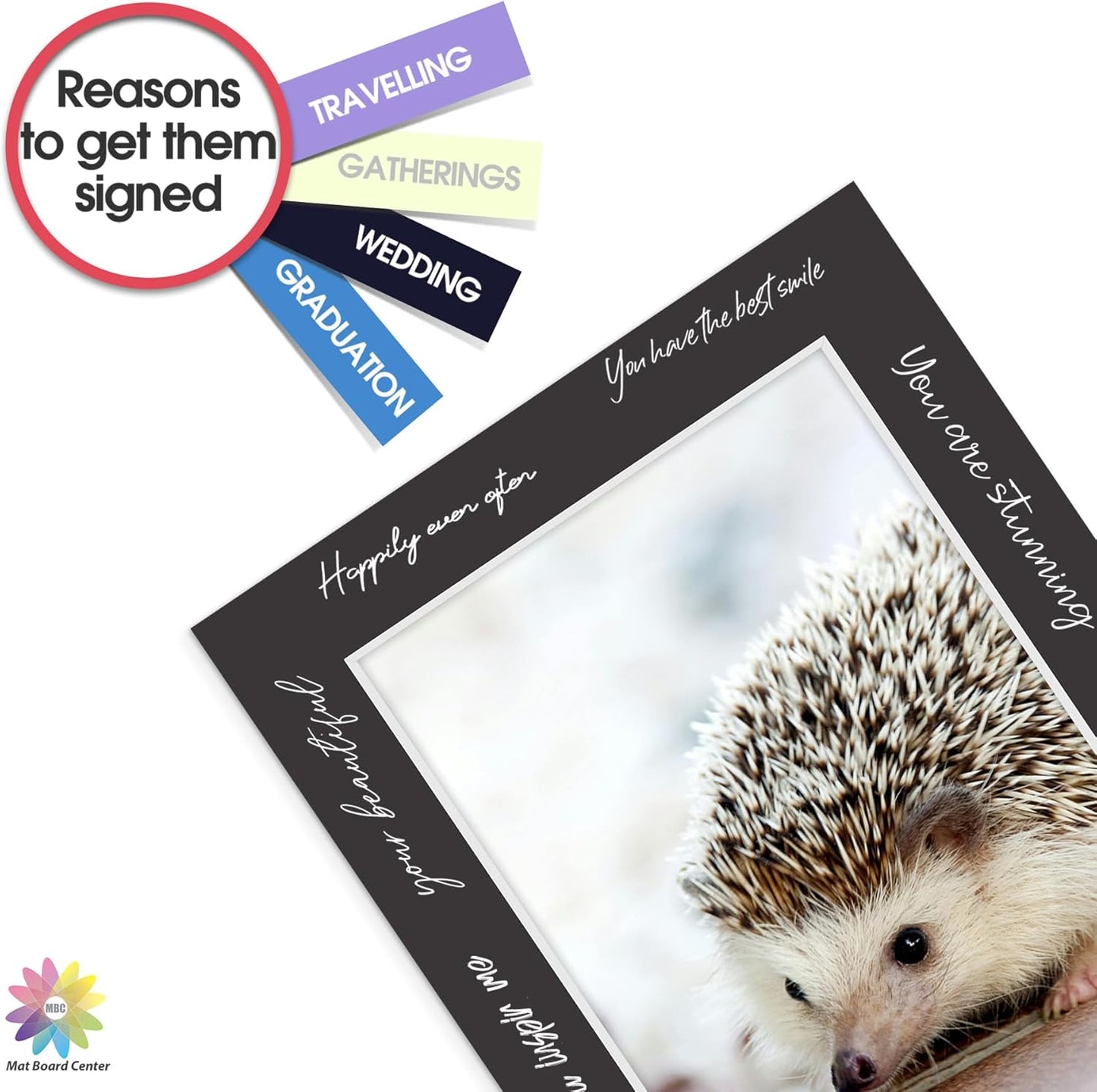 Mat Board Center, Pack of 25, 5x7 for 4x6 Black Mats - Acid Free, 4-ply Thickness, White Core - for Pictures, Photos, Framing