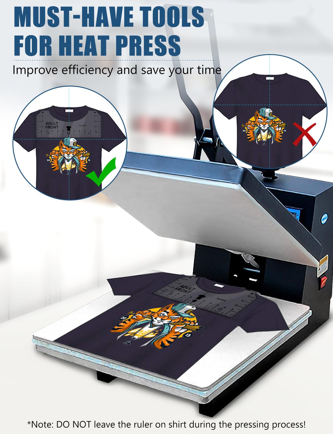 Vowlove Tshirt Ruler Guide Vinyl Alignment - T Shirt Measure Ruler Guide Shirt Measurement Centering Tool Heat Press Screen Printing Embroidery Accessories Sublimation Blanks Product V-Neck Front Back