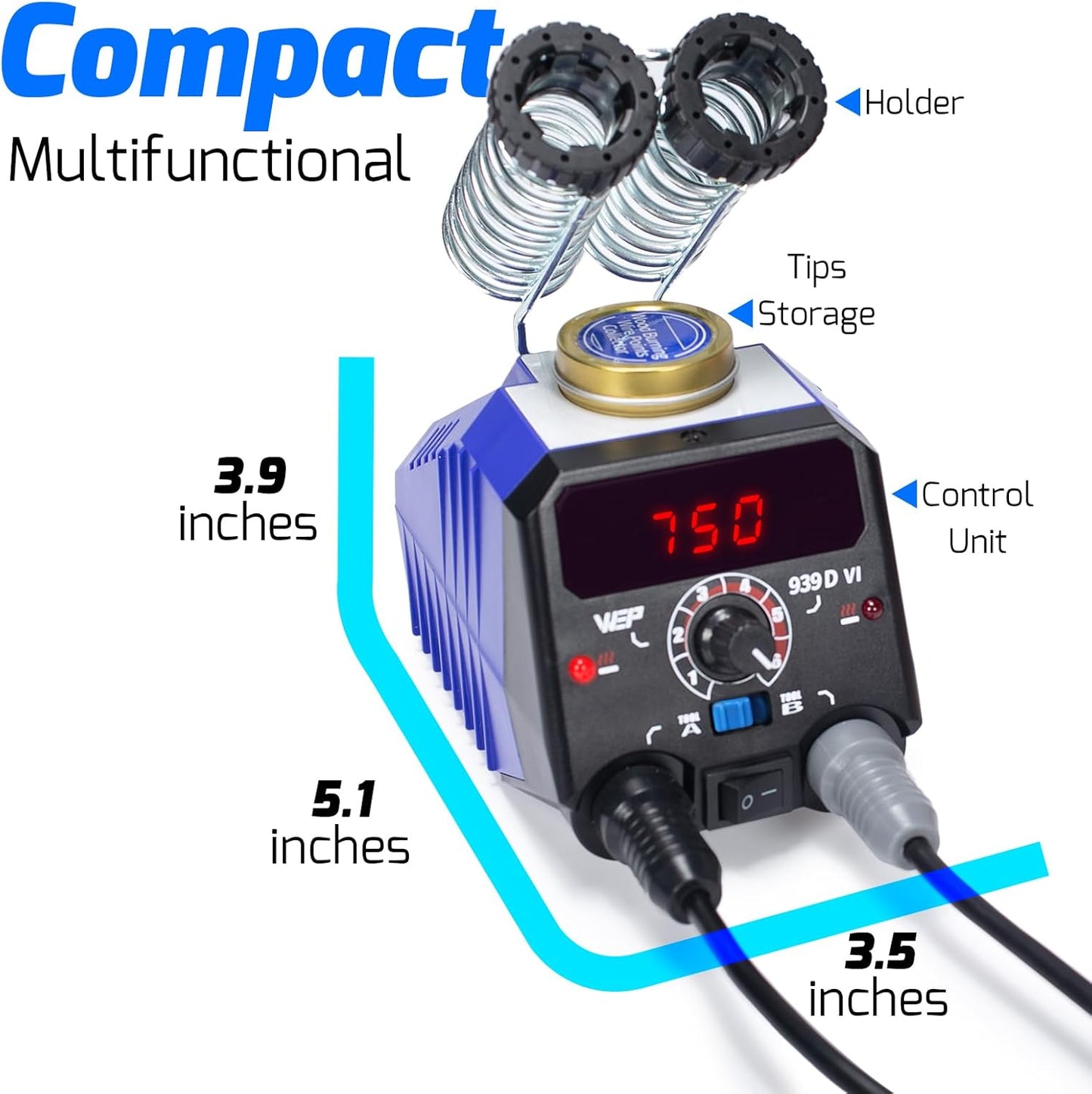 WEP 939D-VI Dual Pen Wood Burning Kit 250-750℃/482-1382℉ A/B Toggle Wood Burning Tool with 2 Detachable Pens, 20 Wood burner Tips, Dual-Barrel Holder. Suitable for Pyrography, Leather Burning Kit