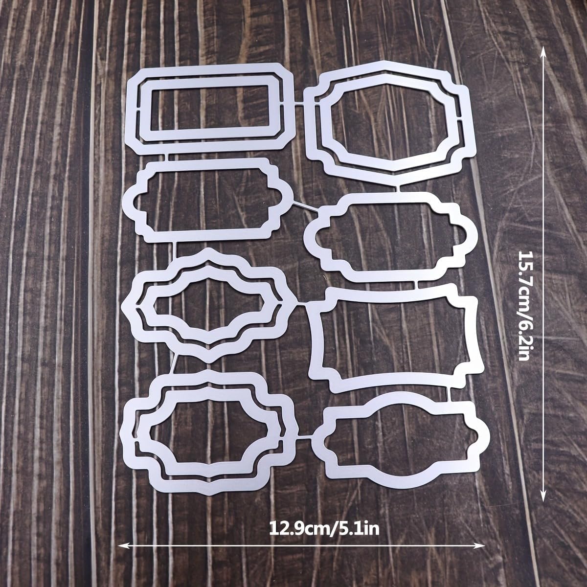 Lapoo 3D Backgrounds Frame Metal Cutting Die for Scrapbooking, New Cutting Dies DIY Album Card Making Decor Paper Craft Metal Die Cuts Party Wedding Decorations (Various Labels 6.2 x 5.1 in)