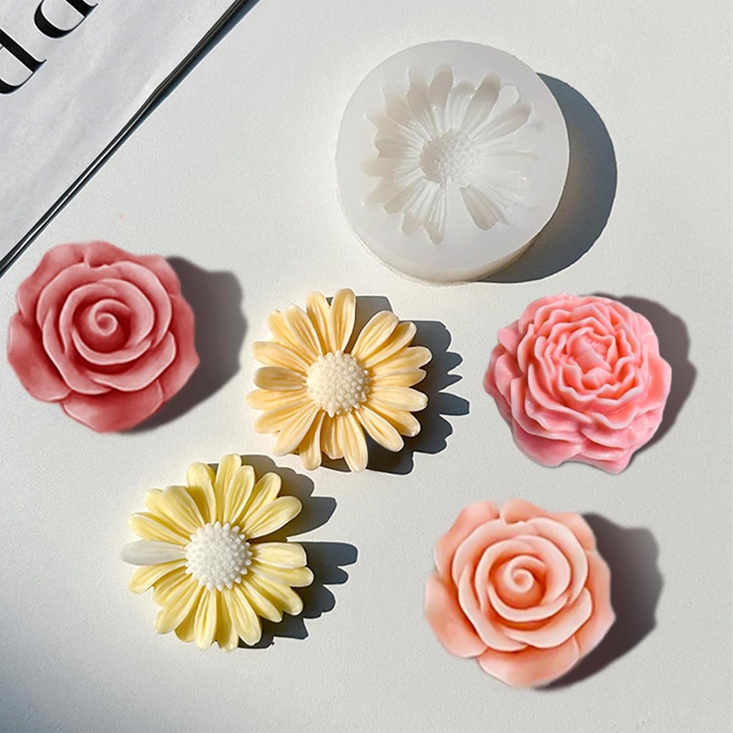 3 Pack Candle Molds for Candle Making, Moldes para Velas, Flower Molds Silicone Candle Molds for DIY Scented Candle, Soy Wax, Cake, Soap, Resin Casting Craft Making