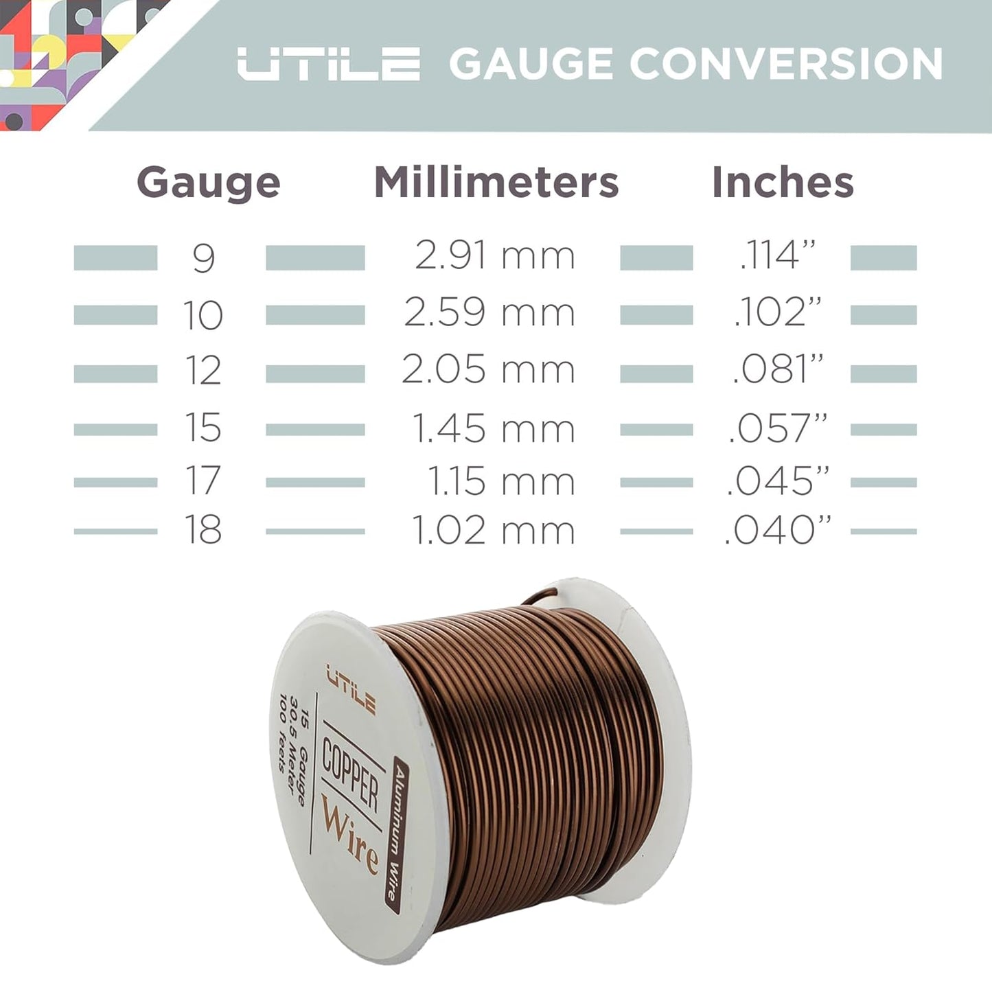 UTILE Bonsai Wire - Armature Aluminum Wire 100 ft 15 Gauge 1.8 mm Bonsai Training Wire, Tree Kit, Plant, Sculpting, Clay, Crafts, Bendable, Gardening, Beading and Jewelry Making (Copper)