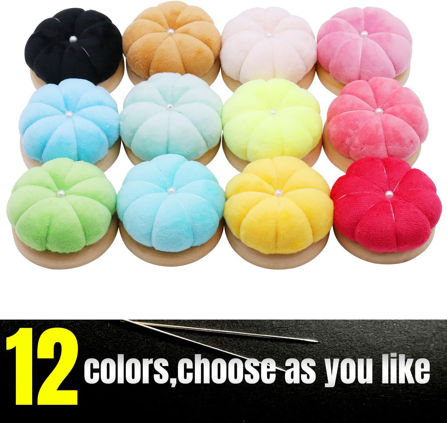 Uxney Pin Cushion,Wooden Sewing Pin Cushion Pincushion Needle Cushion for Sewing Quilting Needlework DIY Crafts(Fluorescent Yellow,2 PCS)