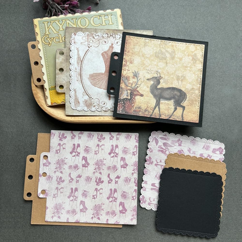 Rectangle Lace Loose-Leaf Cutting Dies, Backgrounds Frame Die Cuts Metal Stencils Scrapbooking Tools DIY Craft Carbon Steel Embossing Template for Paper Card Making Album Arts Crafts Supplies