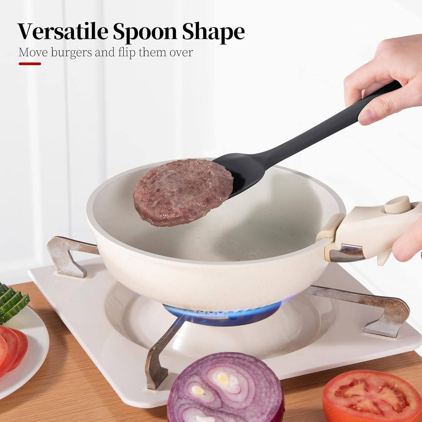 Heat Resistant Silicone Spatula Set of 4, Luxiwise 600ºF High Temp Baking Scraper Cooking Utensils Non-Stick BPA-Free for Seamless Mixing, Folding, Scraping with Rubber Kitchen Essentials (Multi-3)