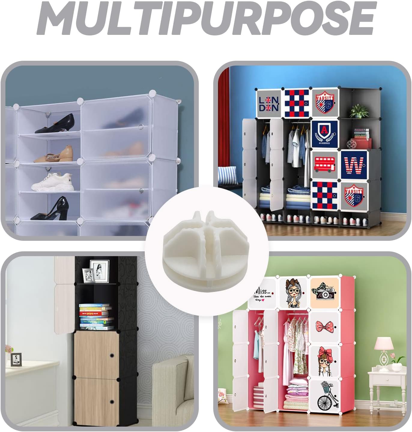 16 Pcs White Plastic Connector, Wire Grid Cube Connector for Modular Closet Storage Organizer and DIY Wire Cube Storage Unit