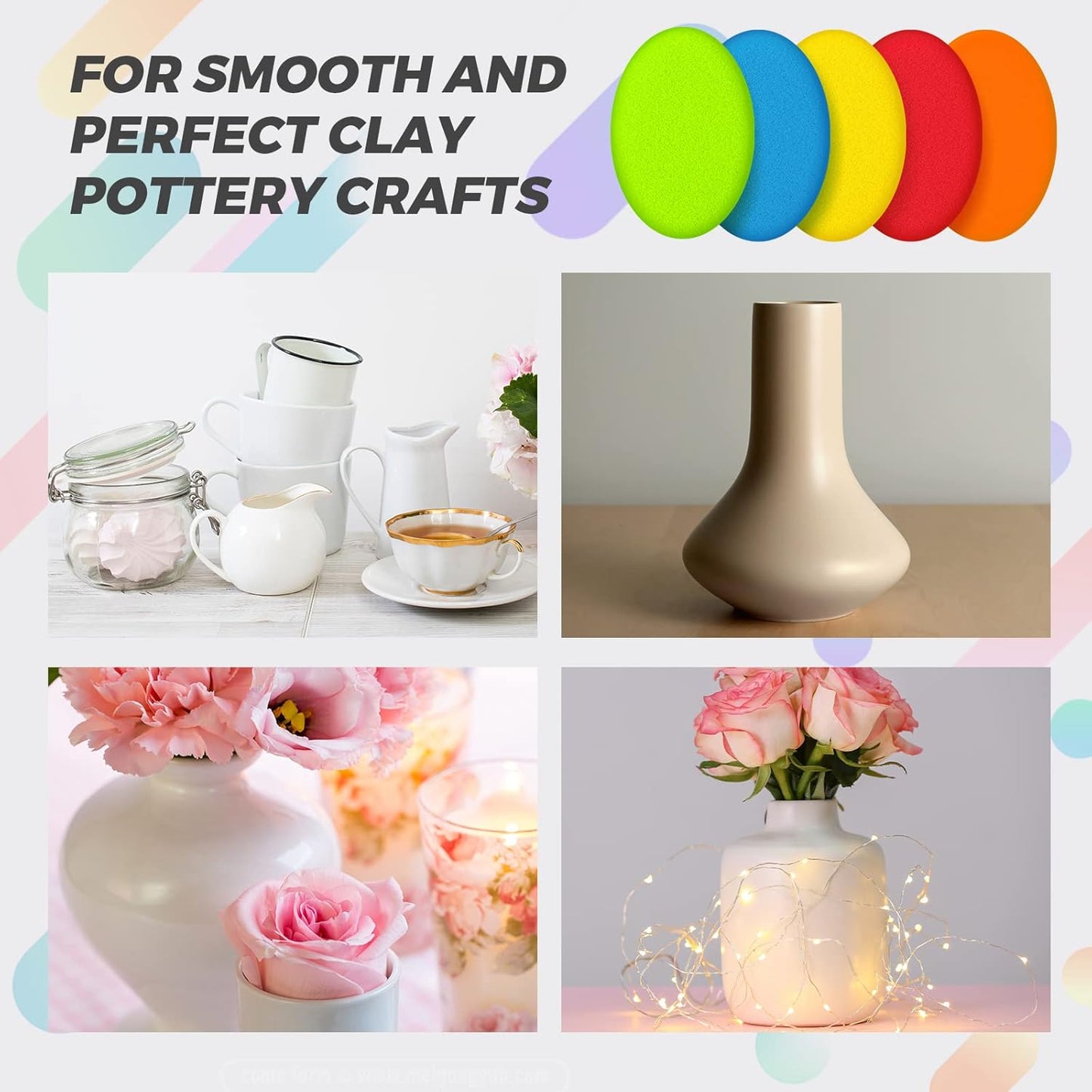 Jexine 30 Pieces Pottery Sponge for Clay Ceramics Pottery Clay Sponge Cleanup and Shaping Mud Tool Supplies for All Ceramic Artists