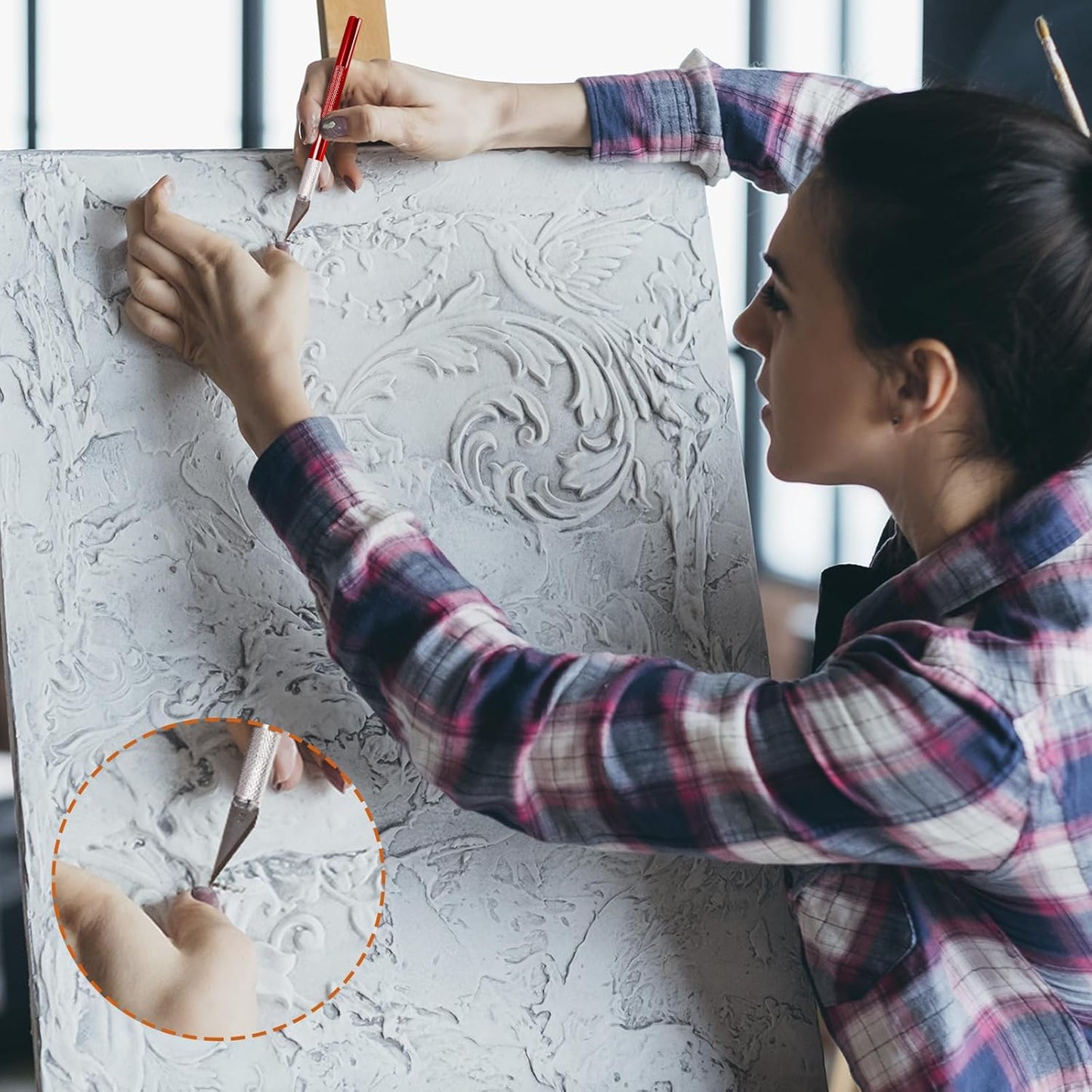 15 Pack Exacto Knife Set, Hobby Knife, Back to School Supplies Craft Knifes Kit for Art, Carving, DIY, Scrapbooking, Art, Cutting, Stencil(Red)