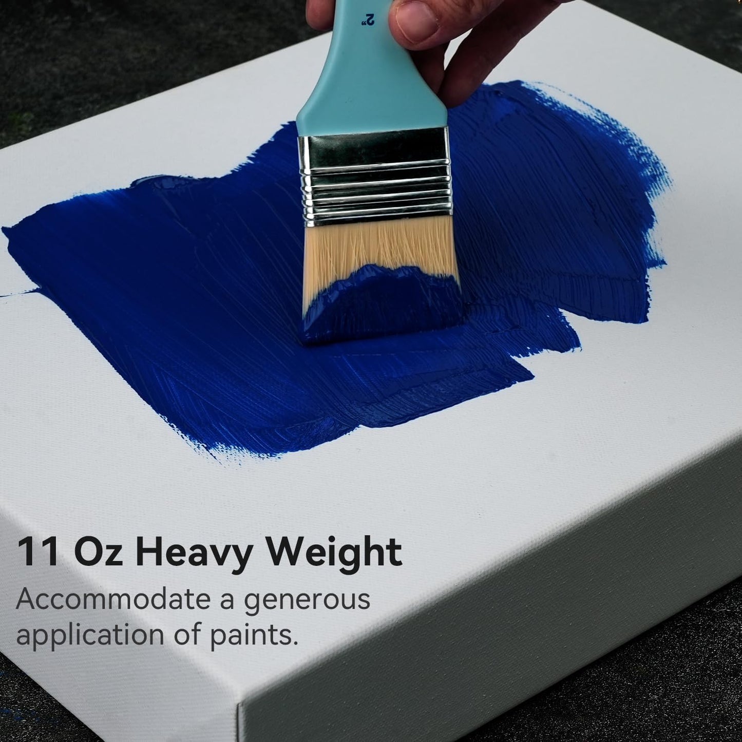 PHOENIX 12x12 Inch 2 Pack Museum Canvas - 2 3/8 Inch Thick Porfile Deep Stretched Canvas for Painting 100% Cotton 11 Oz. Gesso Primed White Blank Professional Canvas Oil & Acrylic Paints