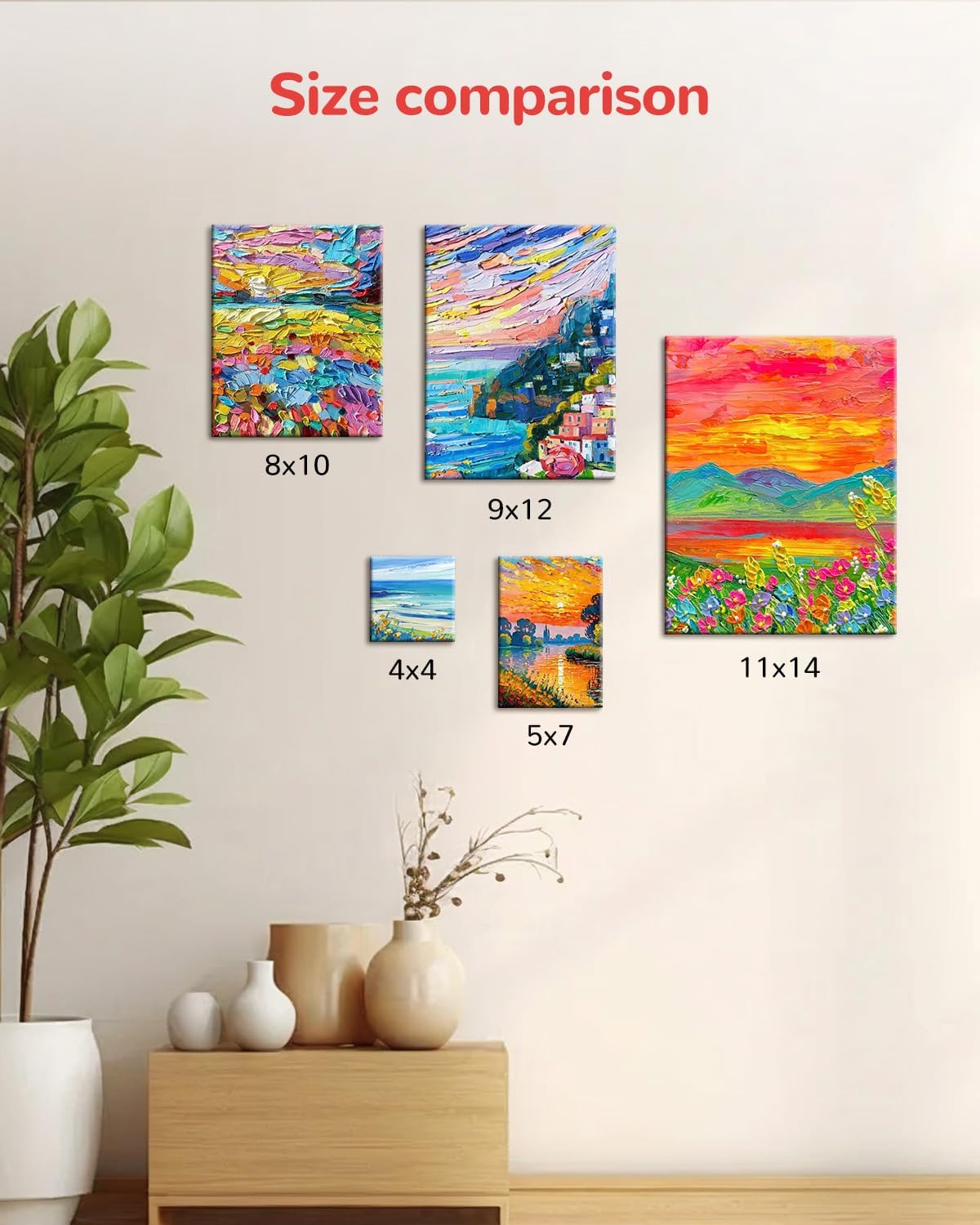 Mini Canvas Boards 48 Pack, 4x4 Inch Painting Canvas Panels, 100% Cotton Pre-Primed for Acrylics Oil Watercolor Tempera Paints