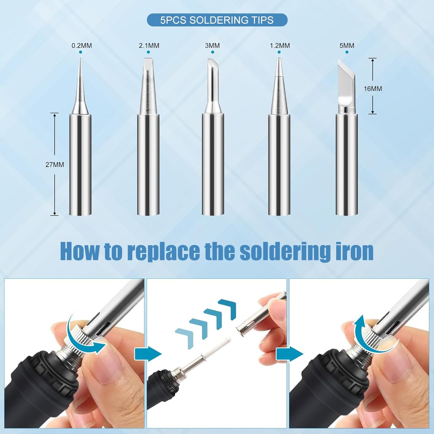 Soldering Iron Kit, 90W 110V Fast Heat up LCD Digital Soldering Gun kit with Ceramic Heater, 10 in 1 Adjustable Temperature Soldering Kit with Automatic Sleep Mode