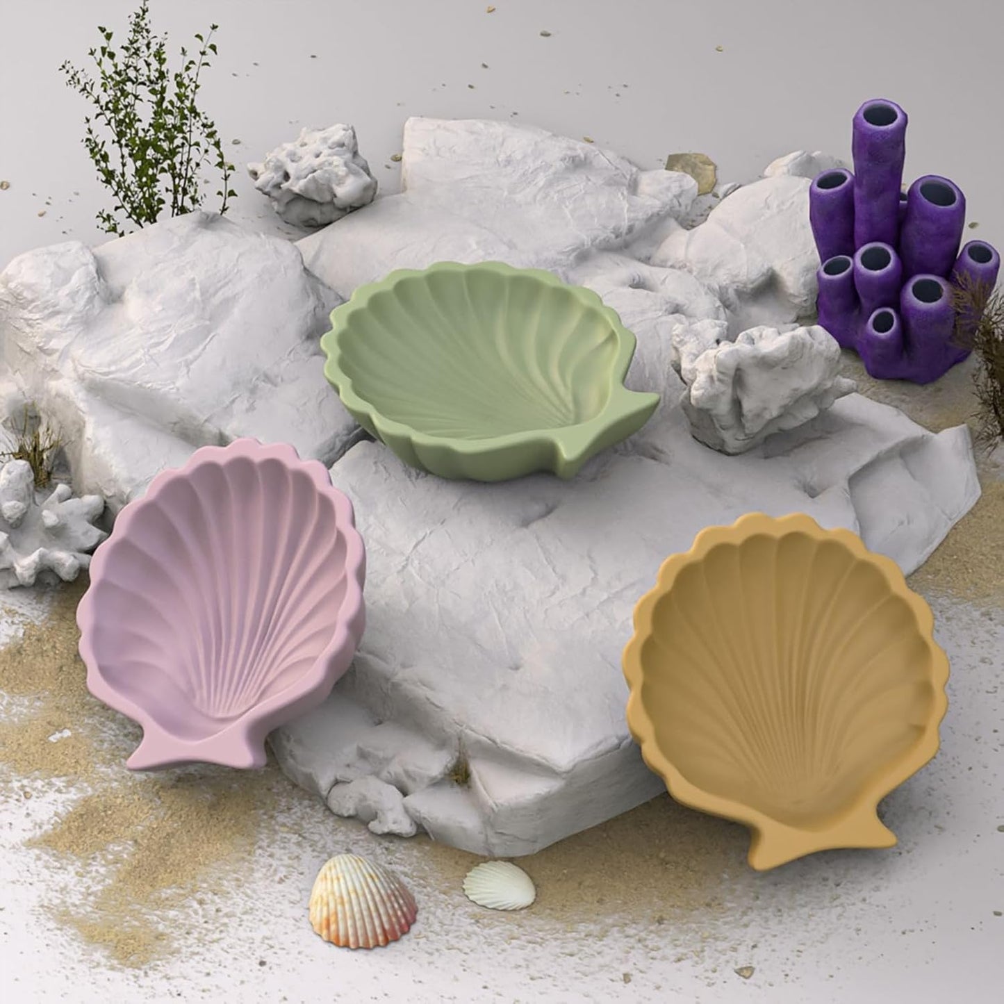 2PCS Ocean Theme Resin Molds, Seashell Silicone Epoxy Casting Mould for DIY Jewelry Plate Candy Container Storage Home Decor