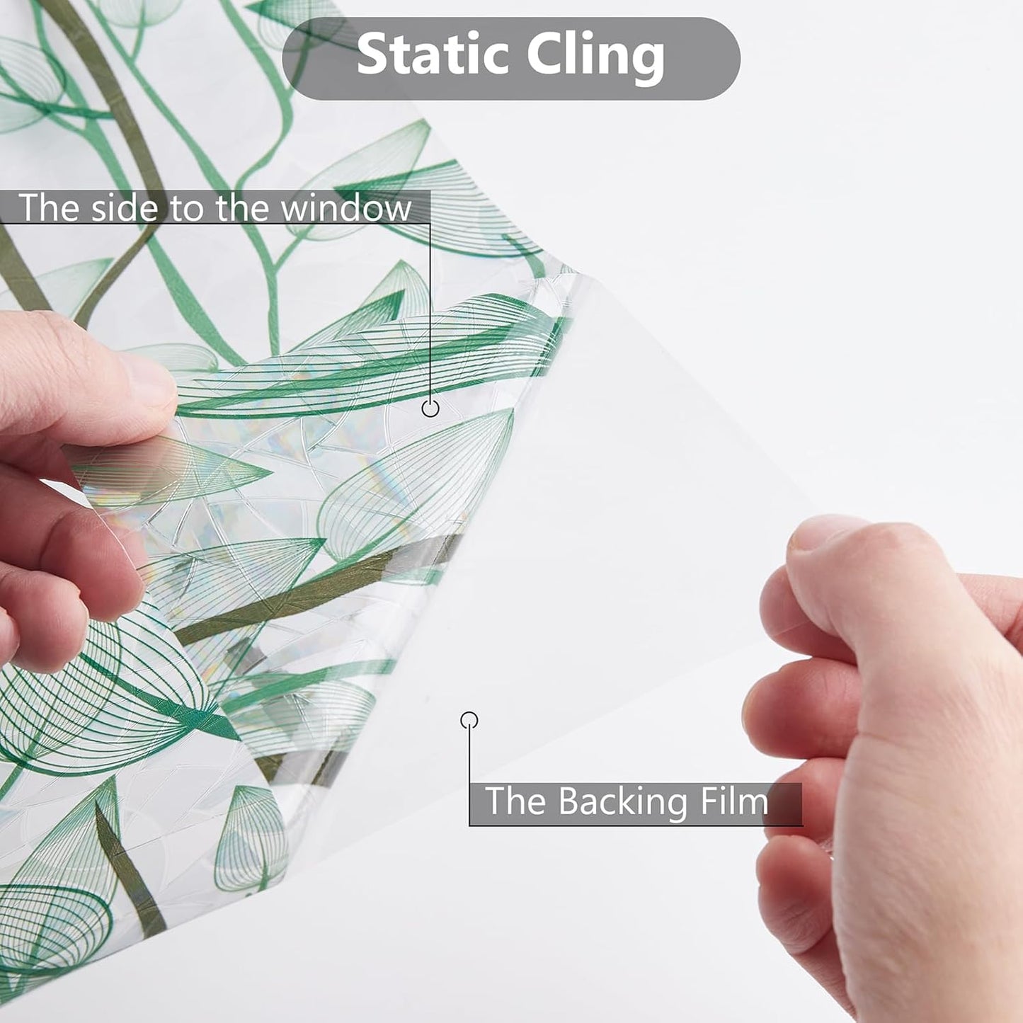 Finnez Window Privacy Film Window Film 3D No Glue Glass Sticker for Glass Door Home and Office Heat Control Anti UV (17.5 Inch x 6.5 Feet, Rainbow Grove)